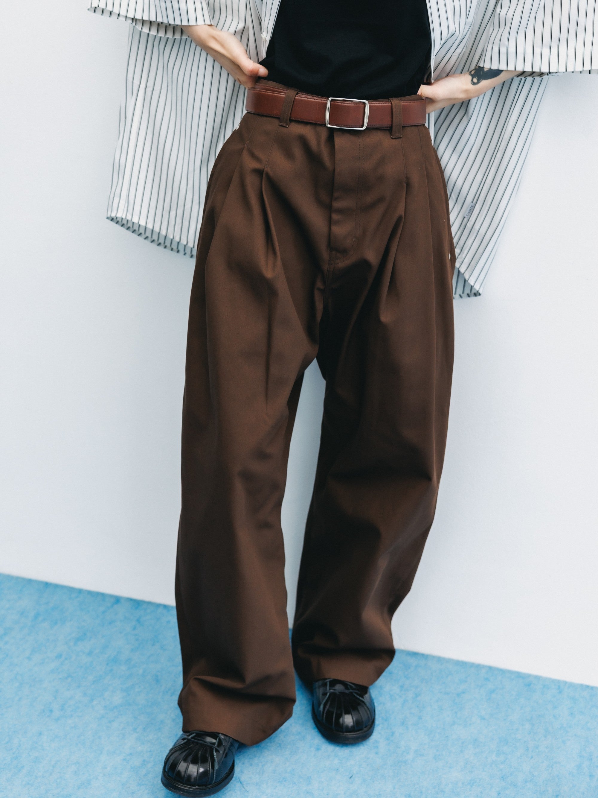 【8.5 WED 20:00- IN STOCK】T/C CITY WIDE STRAIGHT PANTS (BROWN)