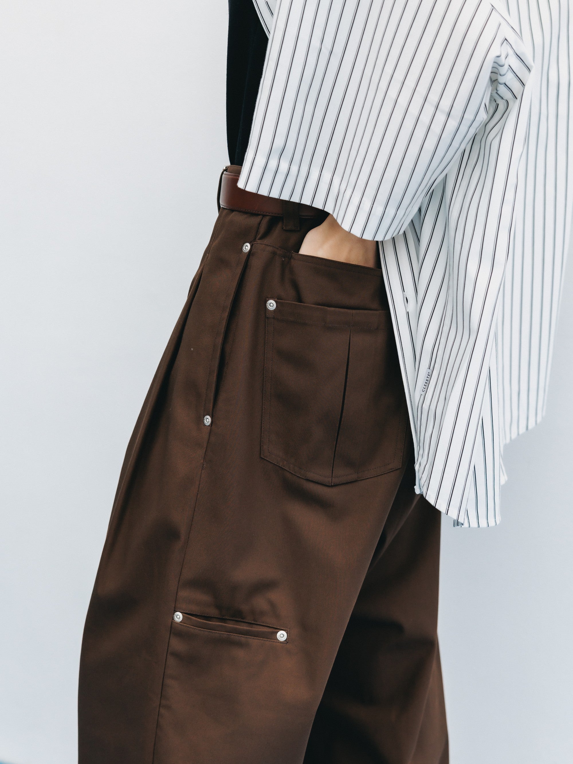 【8.5 WED 20:00- IN STOCK】T/C CITY WIDE STRAIGHT PANTS (BROWN)