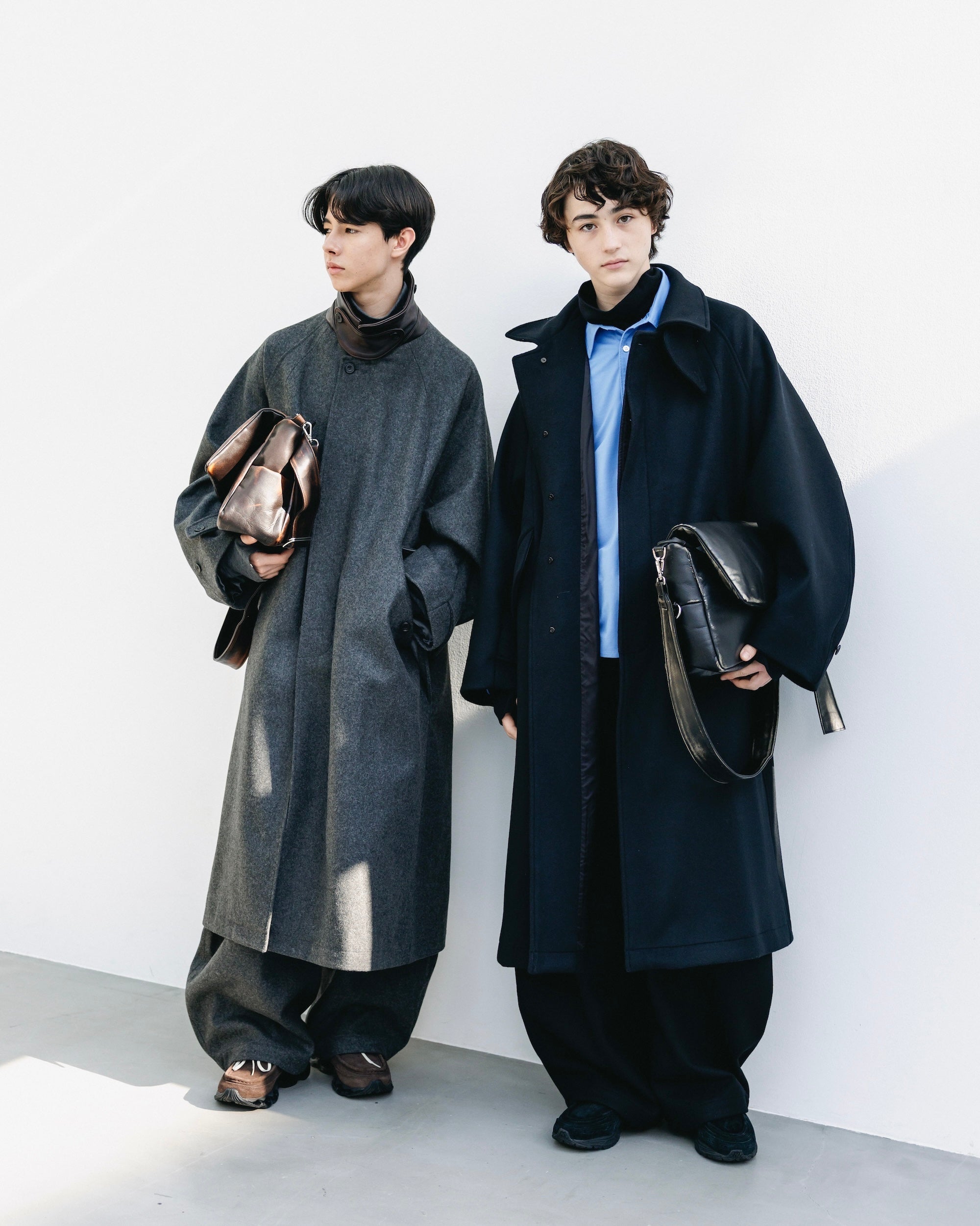 12.20 SAT 20:00- INSTOCK】LEATHER COLLAR WOOL MELTON BALMACAAN COAT (G