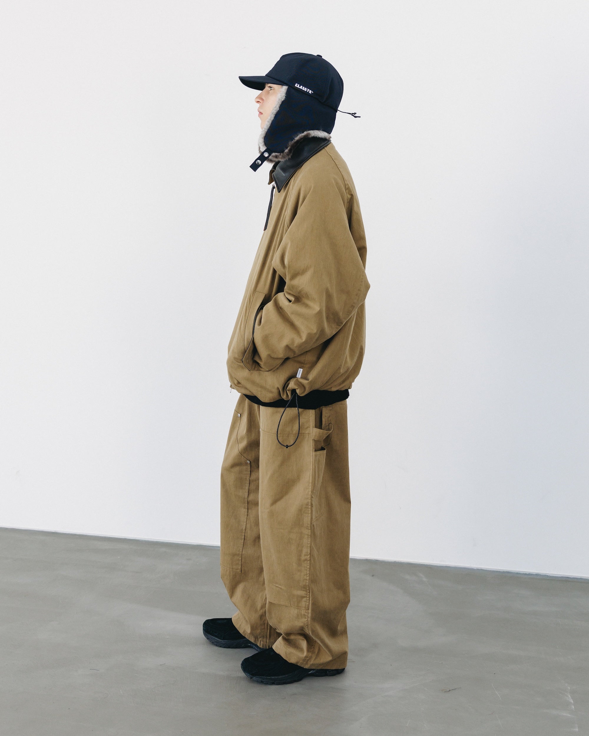 【12.27 SAT 20:00- IN STOCK】VINTAGE EFFECT DOUBLE KNEE CURVED WORKER PANTS (BEIGE)