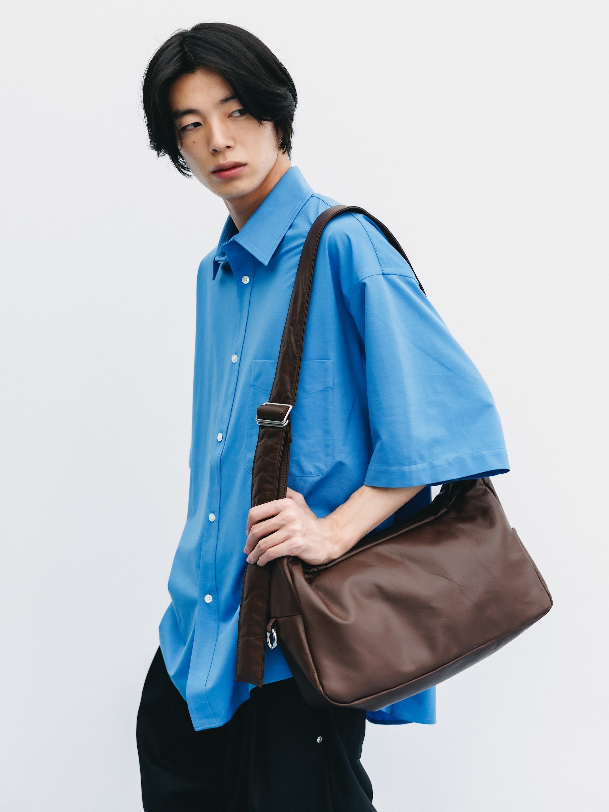 【8.5 WED 20:00- IN STOCK】46G KNIT EVERYDAY S/S SHIRT (SAX BLUE)
