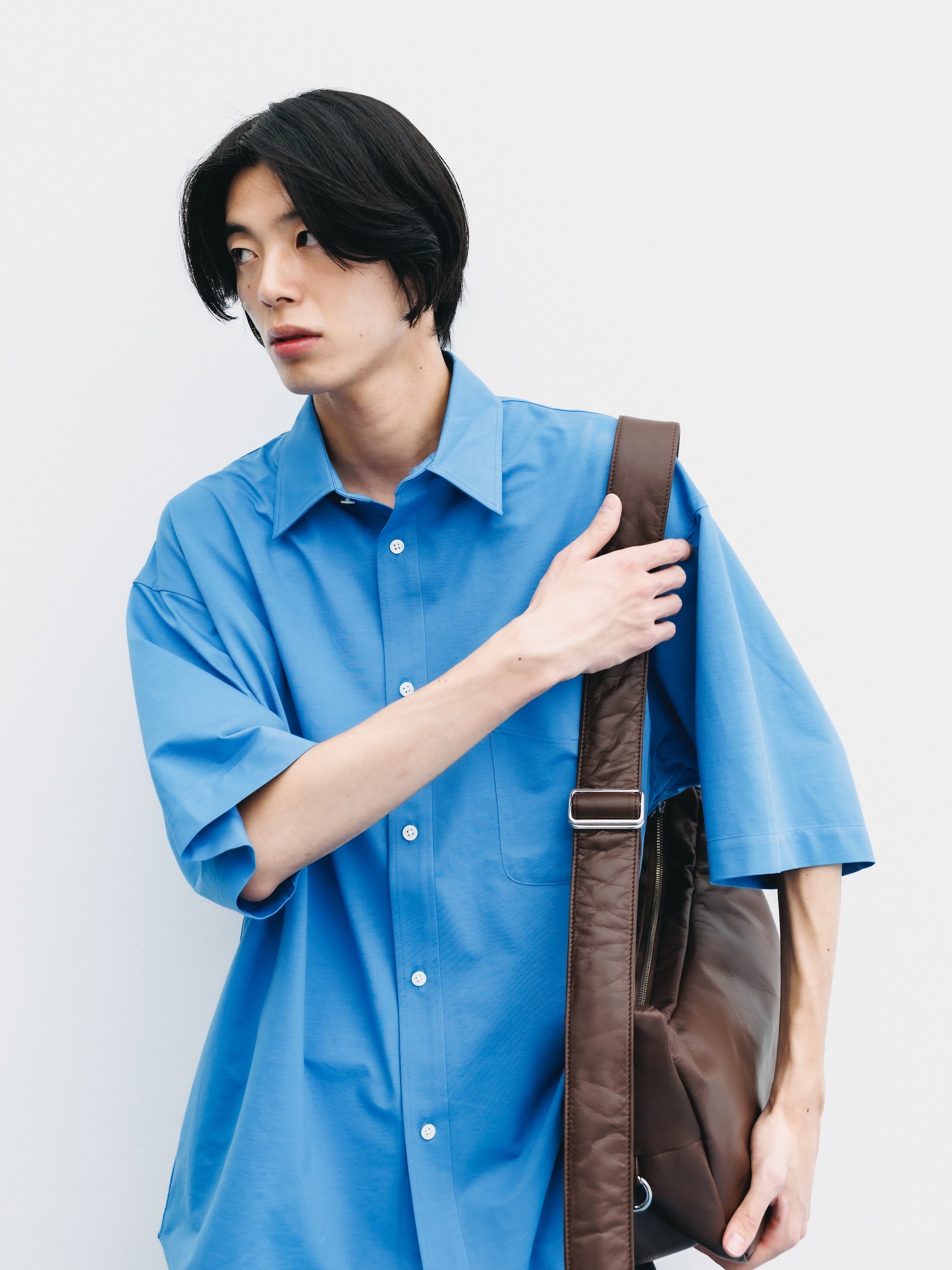 【8.5 WED 20:00- IN STOCK】46G KNIT EVERYDAY S/S SHIRT (SAX BLUE)