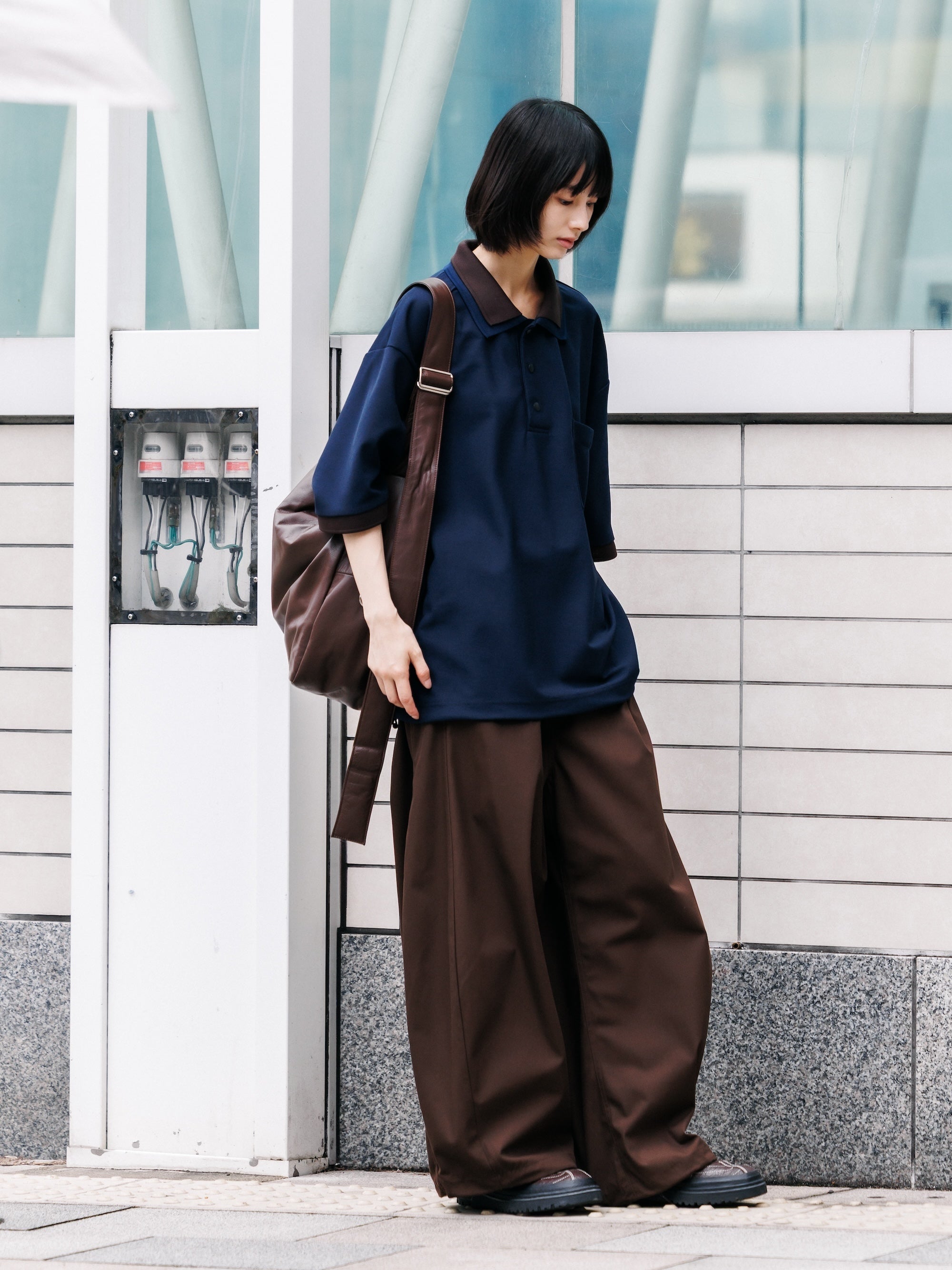 【7.11 SAT 20:00- IN STOCK】T/C GABARDINE CITY WIDE PANTS (BROWN)