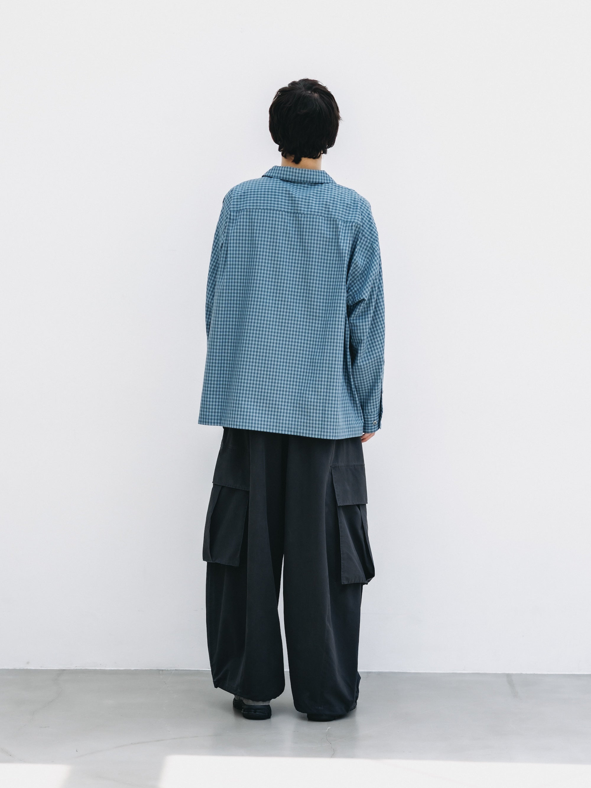 【5.20 WED 20:00- IN STOCK】MINI OMBRE CHECK OPEN COLLAR L/S SHIRT (BLUE)