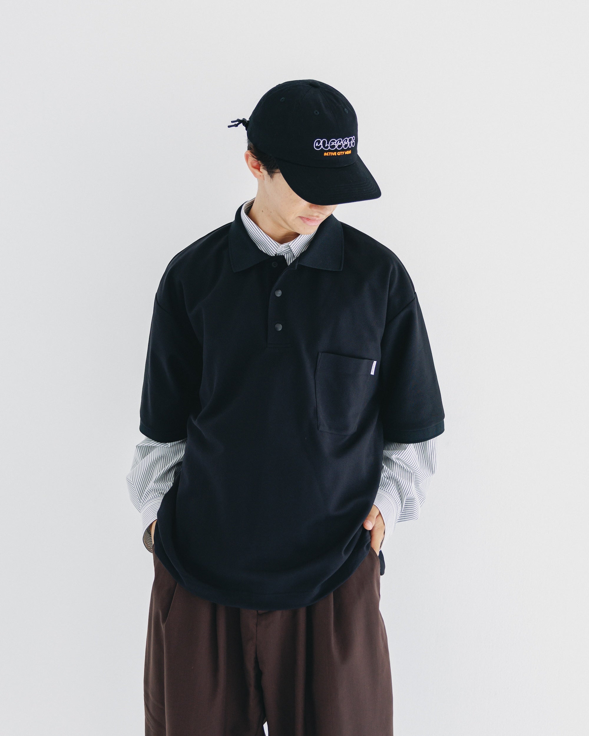 【9.6 SAT 20:00- IN STOCK】ACTIVE CITY S/S POLO SHIRT (BLACK)