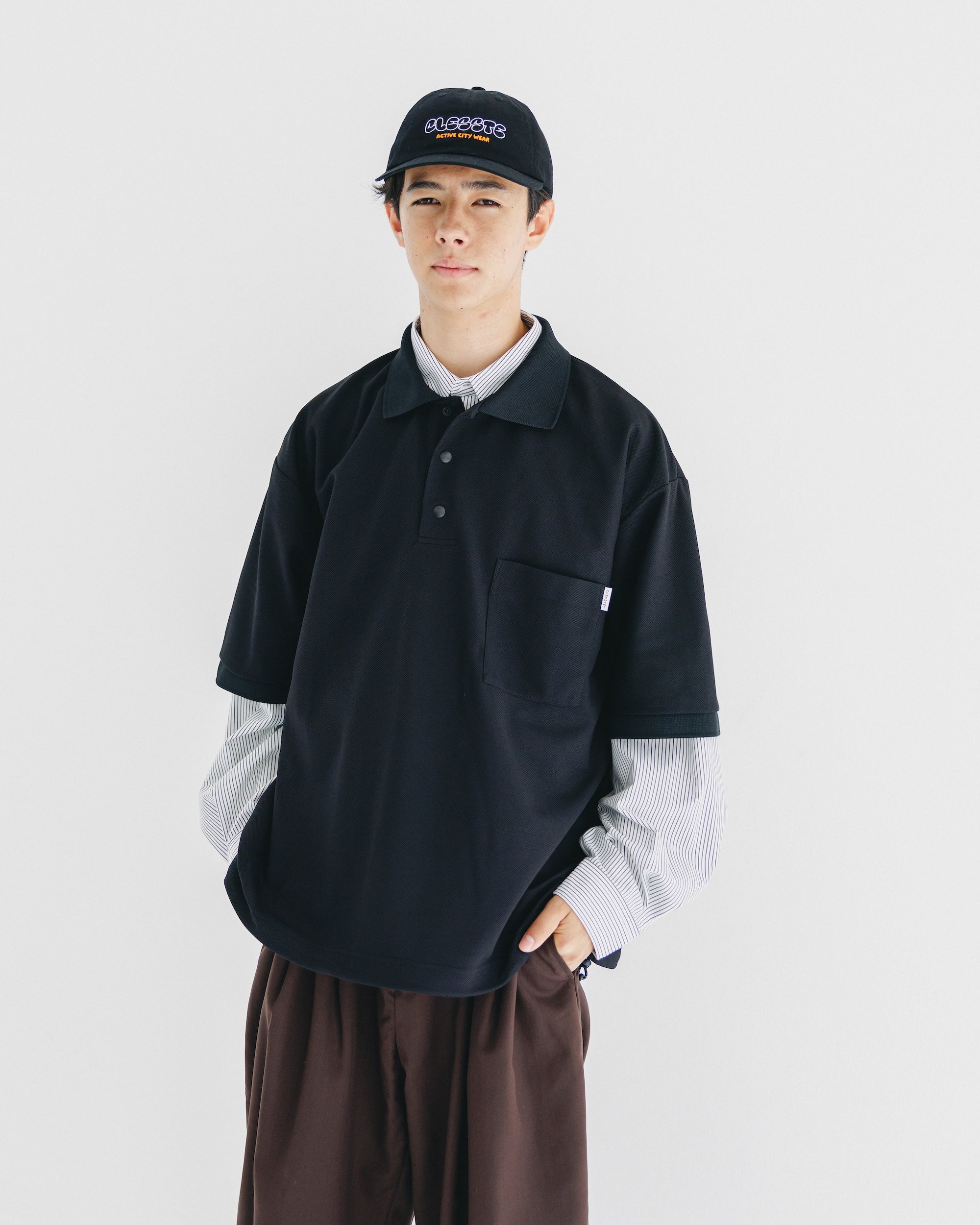 【9.6 SAT 20:00- IN STOCK】ACTIVE CITY S/S POLO SHIRT (BLACK)