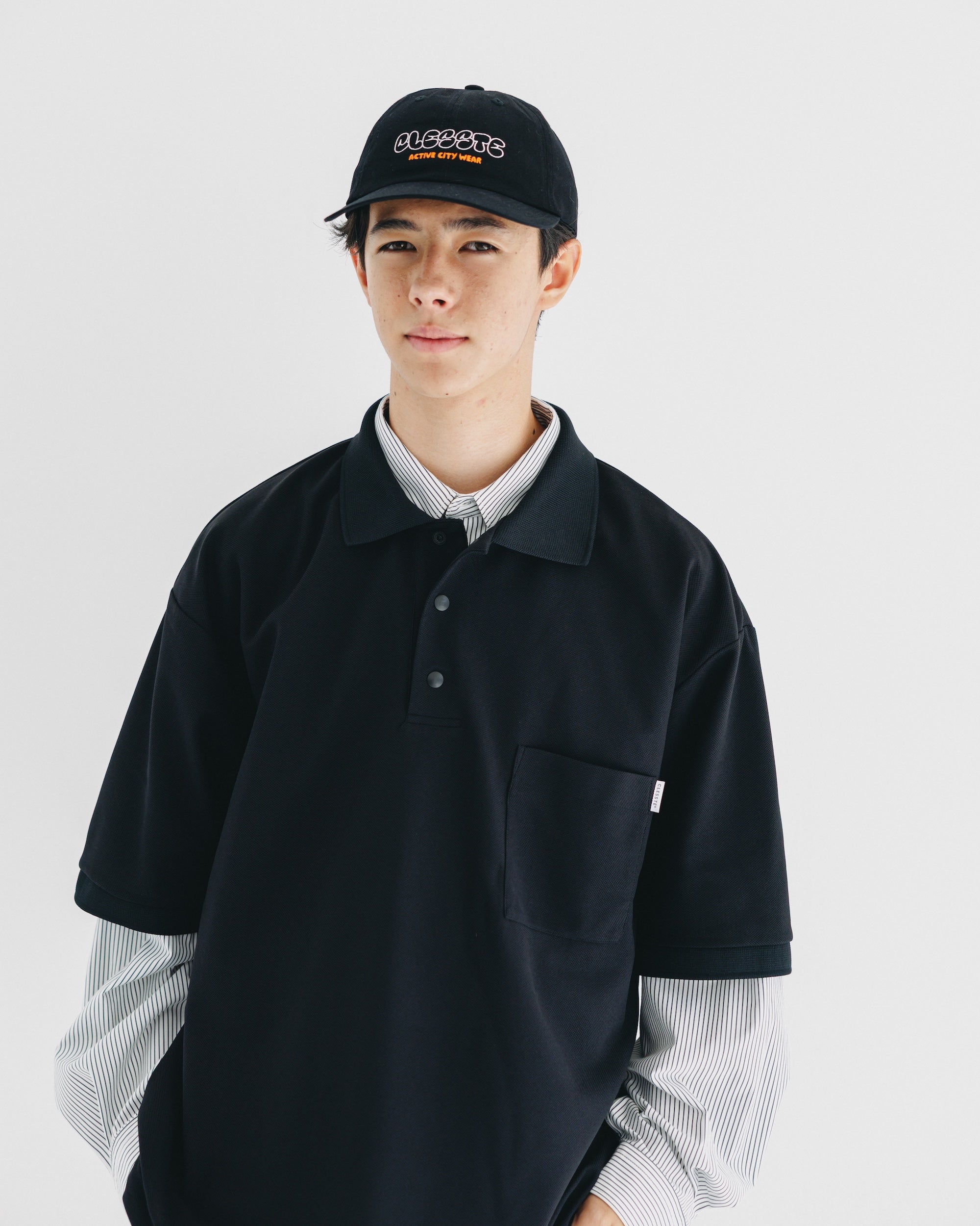 【9.6 SAT 20:00- IN STOCK】ACTIVE CITY S/S POLO SHIRT (BLACK)