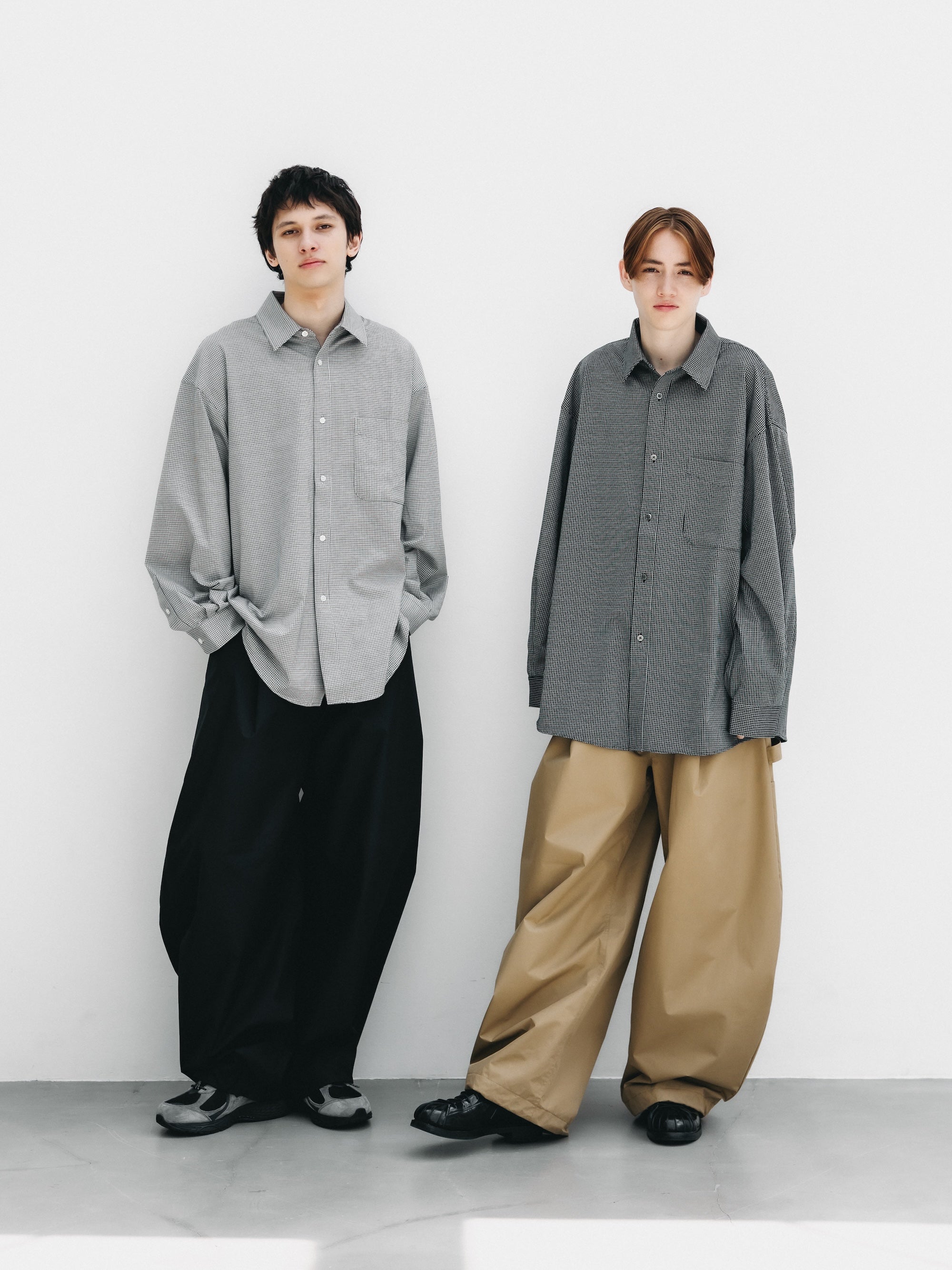 MINI GRID CHECK 36G KNIT EVERYDAY L/S SHIRT (WHITE×BLACK)