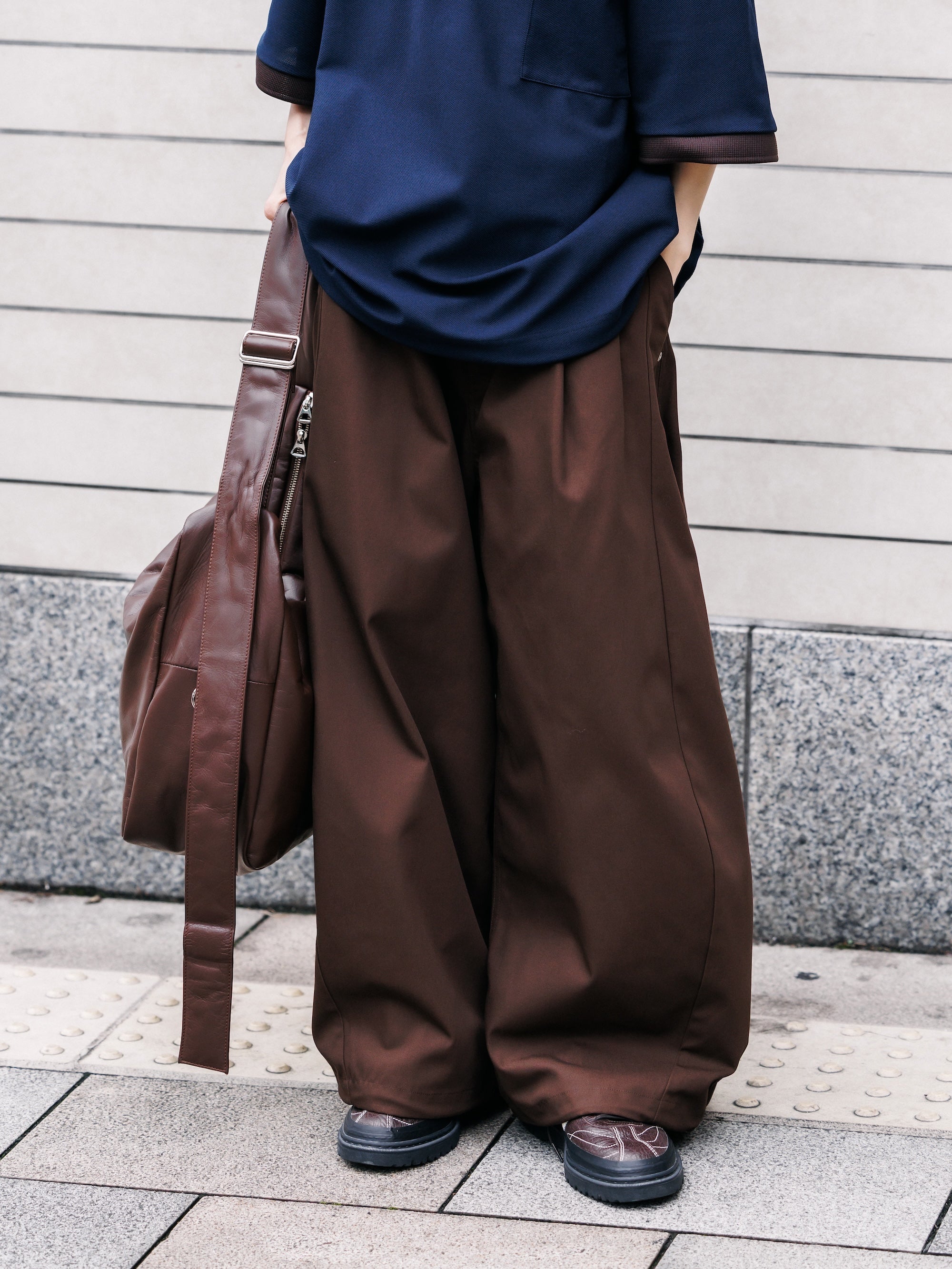 【7.11 SAT 20:00- IN STOCK】T/C GABARDINE CITY WIDE PANTS (BROWN)