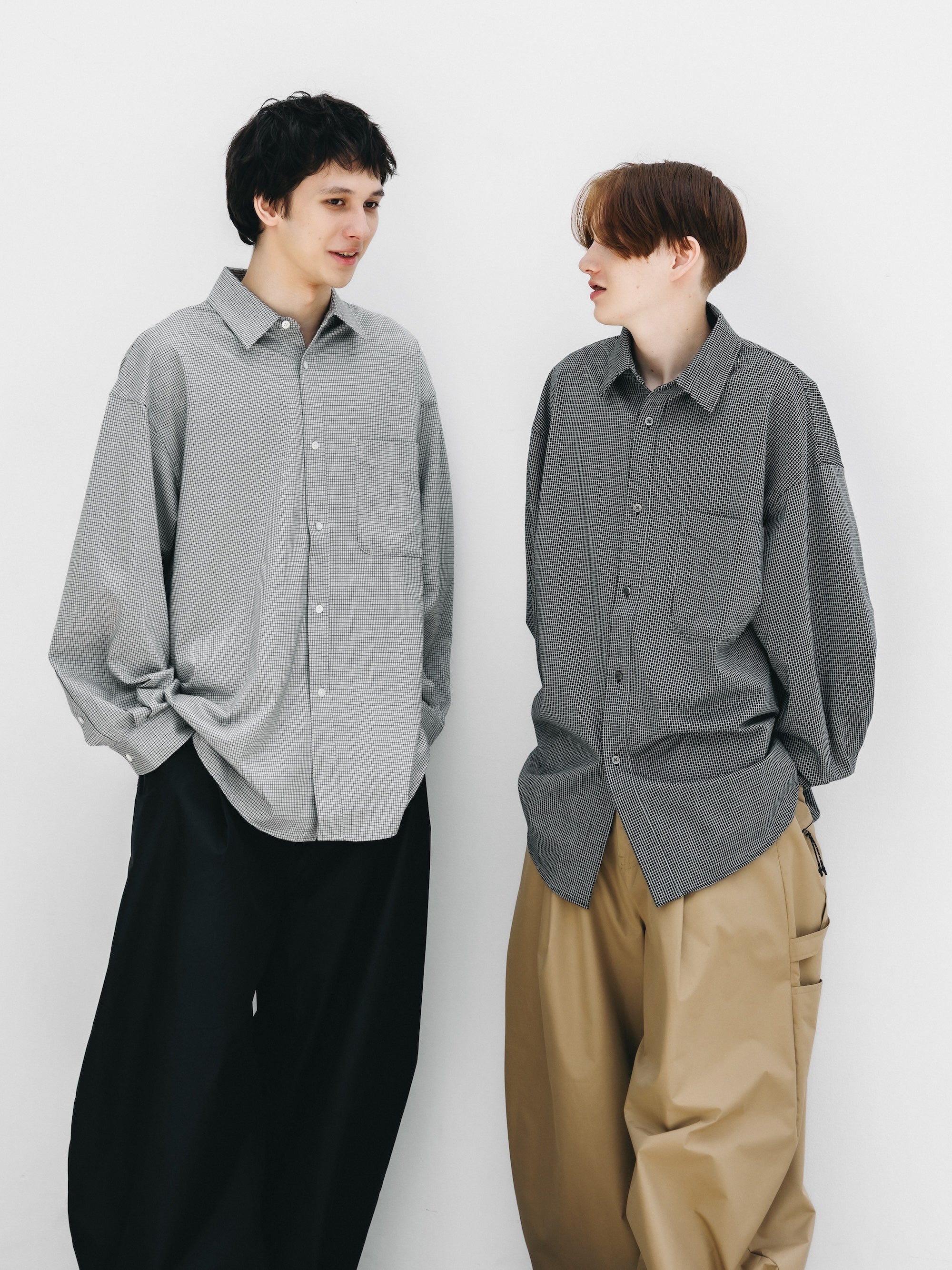 MINI GRID CHECK 36G KNIT EVERYDAY L/S SHIRT (BLACK×WHITE)