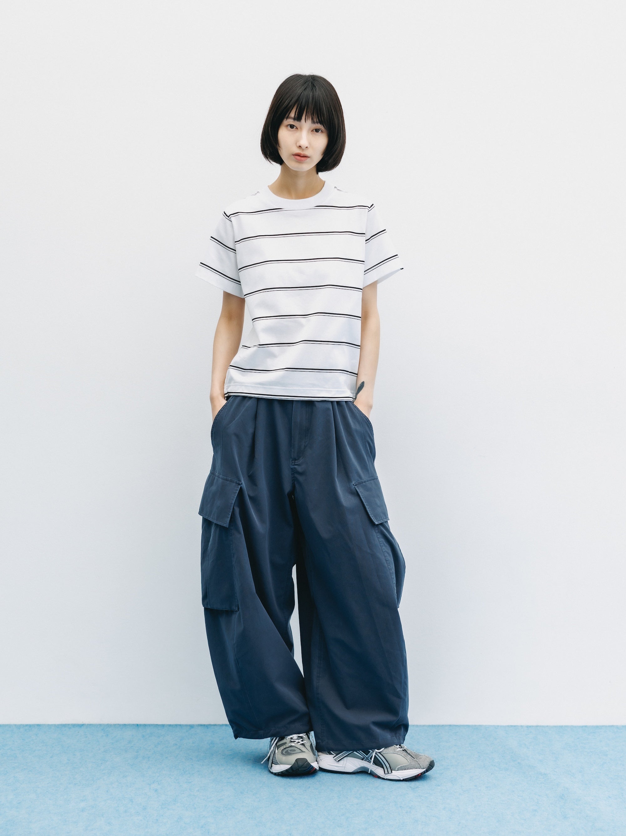 【5.20 WED 20:00- IN STOCK】VINTAGE EFFECT COOLDOTS® CITY MEGA POCKET BALLOON CARGO PANTS(NAVY)
