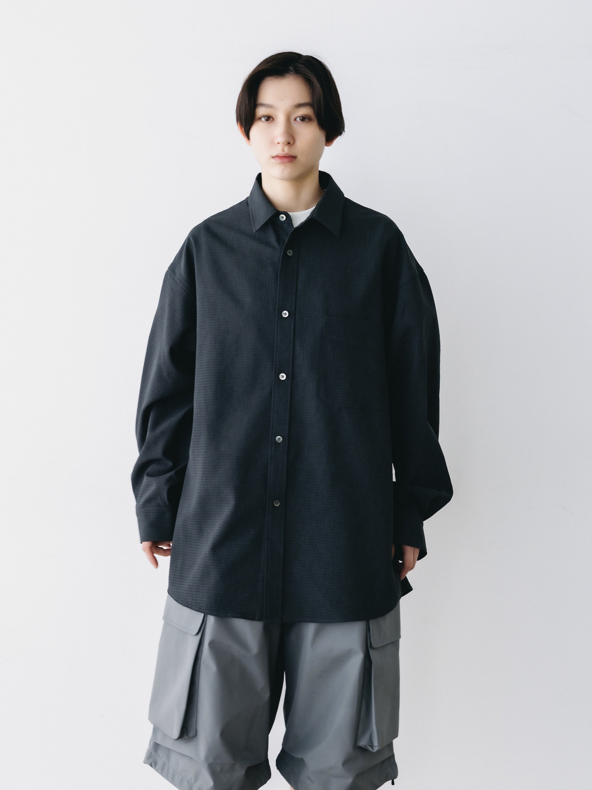 シームポケットテクスチャーシャツ　サイズ1（ブラック） crewre online store / シームポケットテクスチャーシャツ