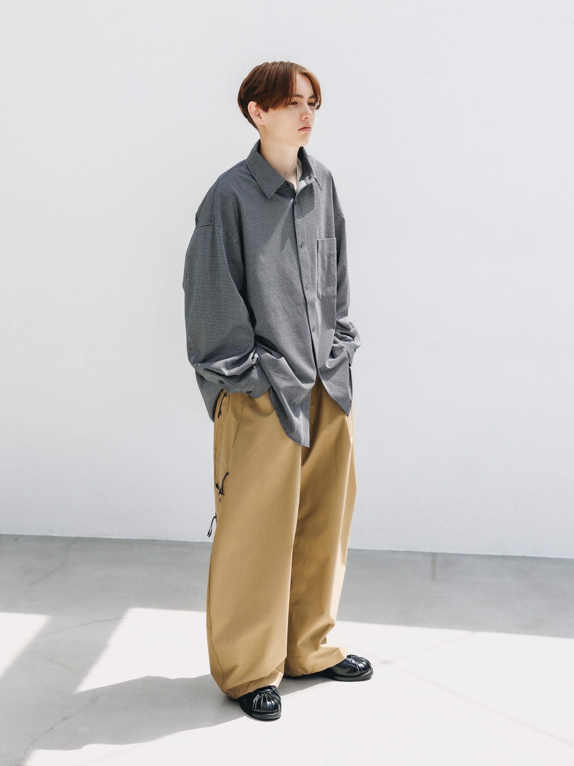 MINI GRID CHECK 36G KNIT EVERYDAY L/S SHIRT (BLACK×WHITE)