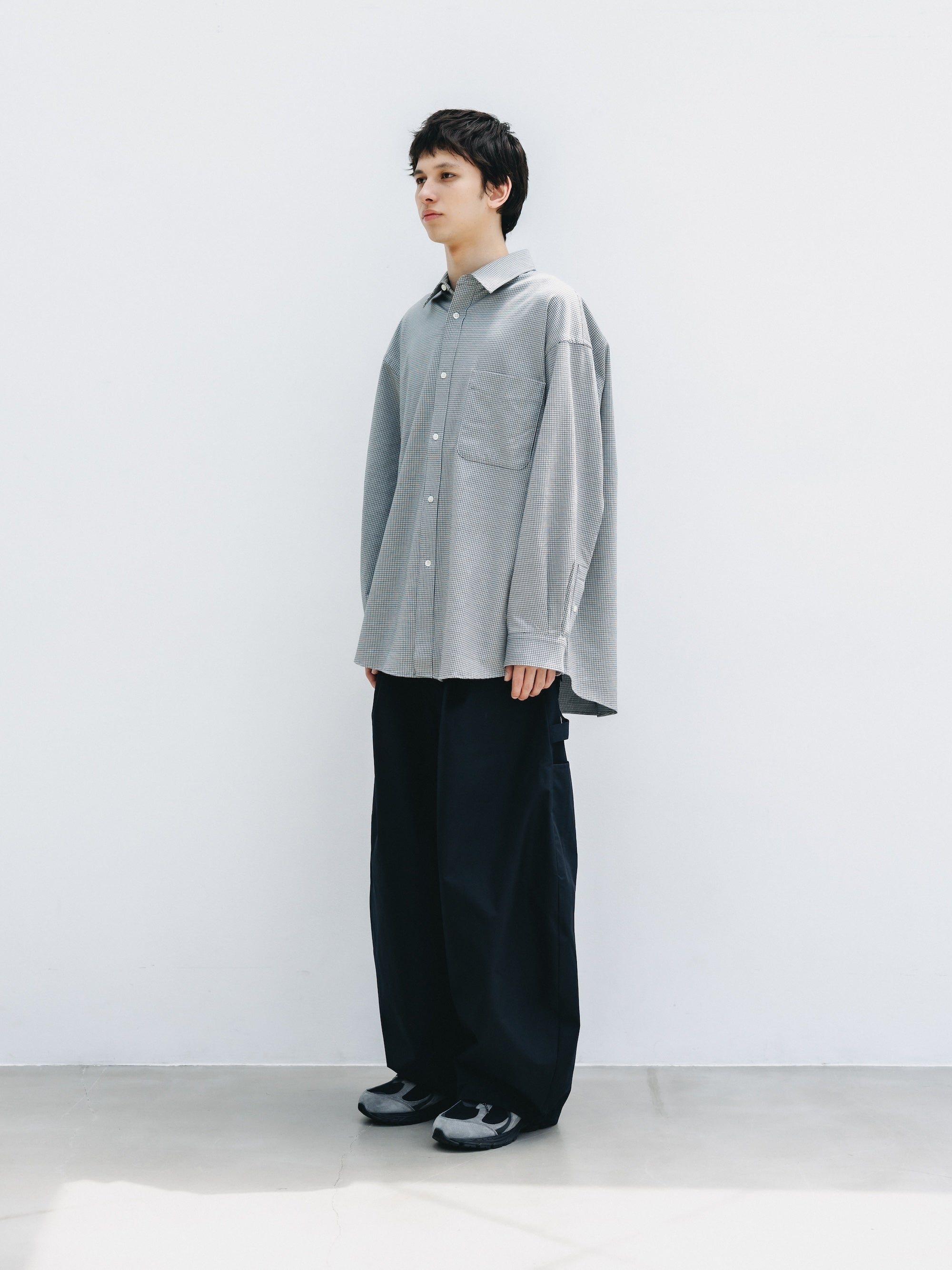 MINI GRID CHECK 36G KNIT EVERYDAY L/S SHIRT (WHITE×BLACK)