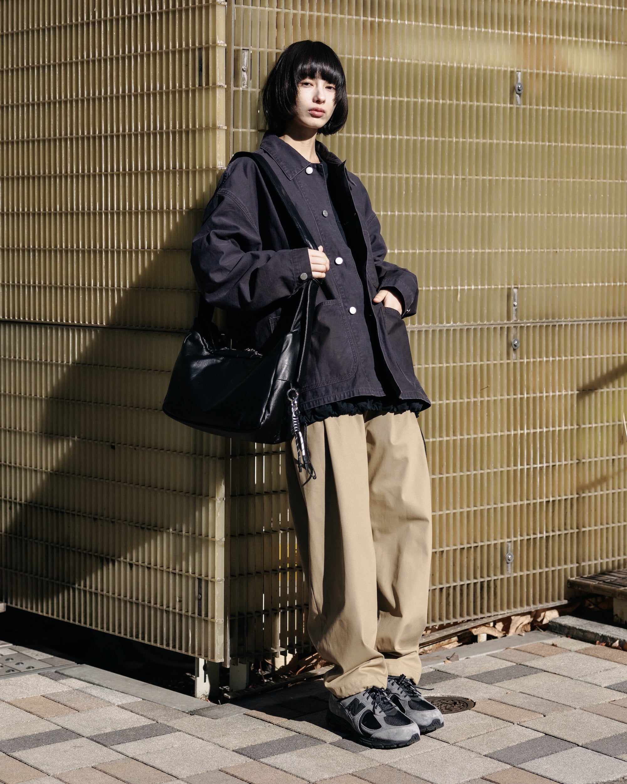【2.4 WED 20:00- IN STOCK】T/C GABARDINE CITY UNIFORM WIDE TAPERED PANTS(BEIGE)