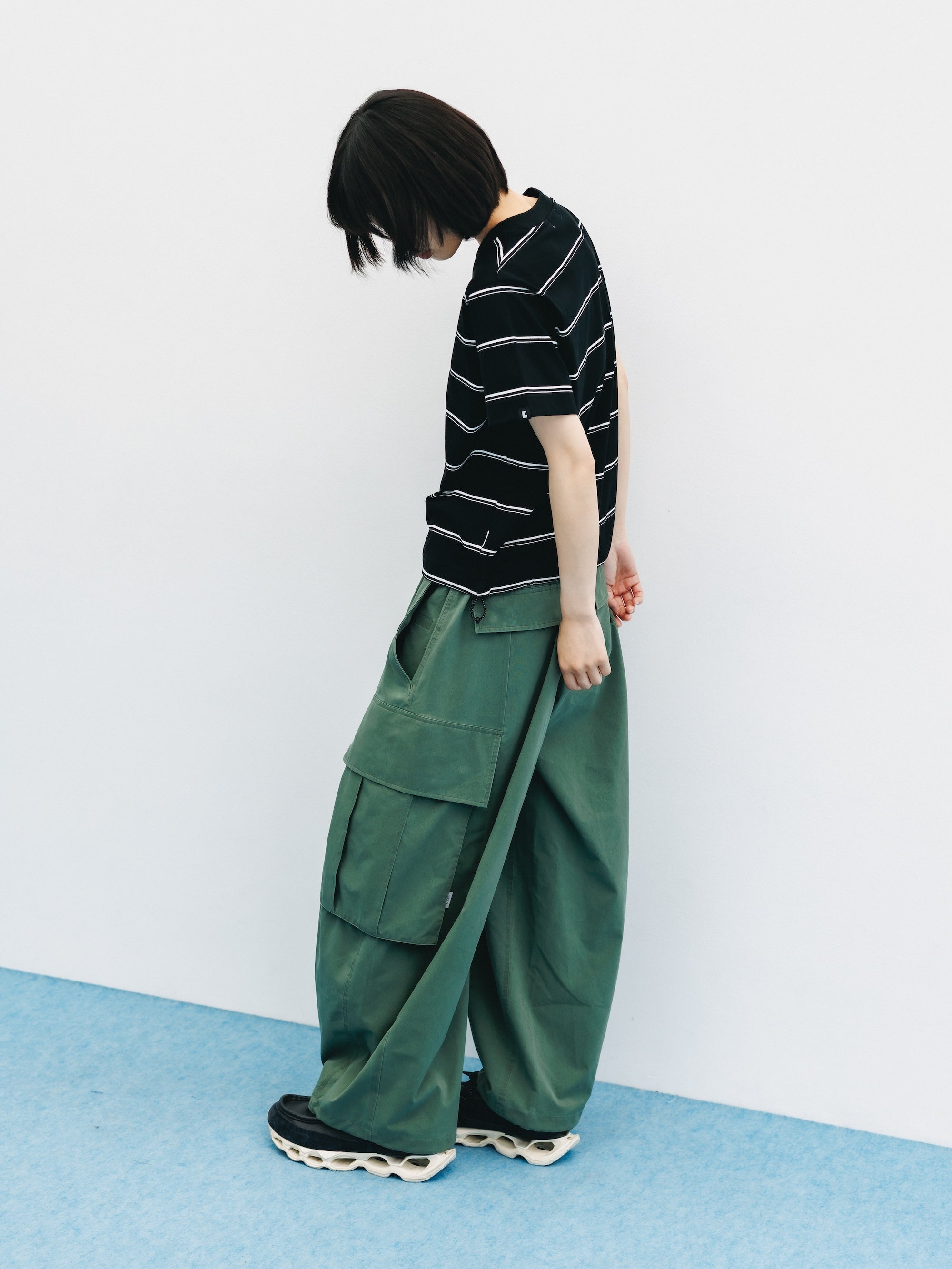 【5.20 WED 20:00- IN STOCK】VINTAGE EFFECT COOLDOTS® CITY MEGA POCKET BALLOON CARGO PANTS(OLIVE)