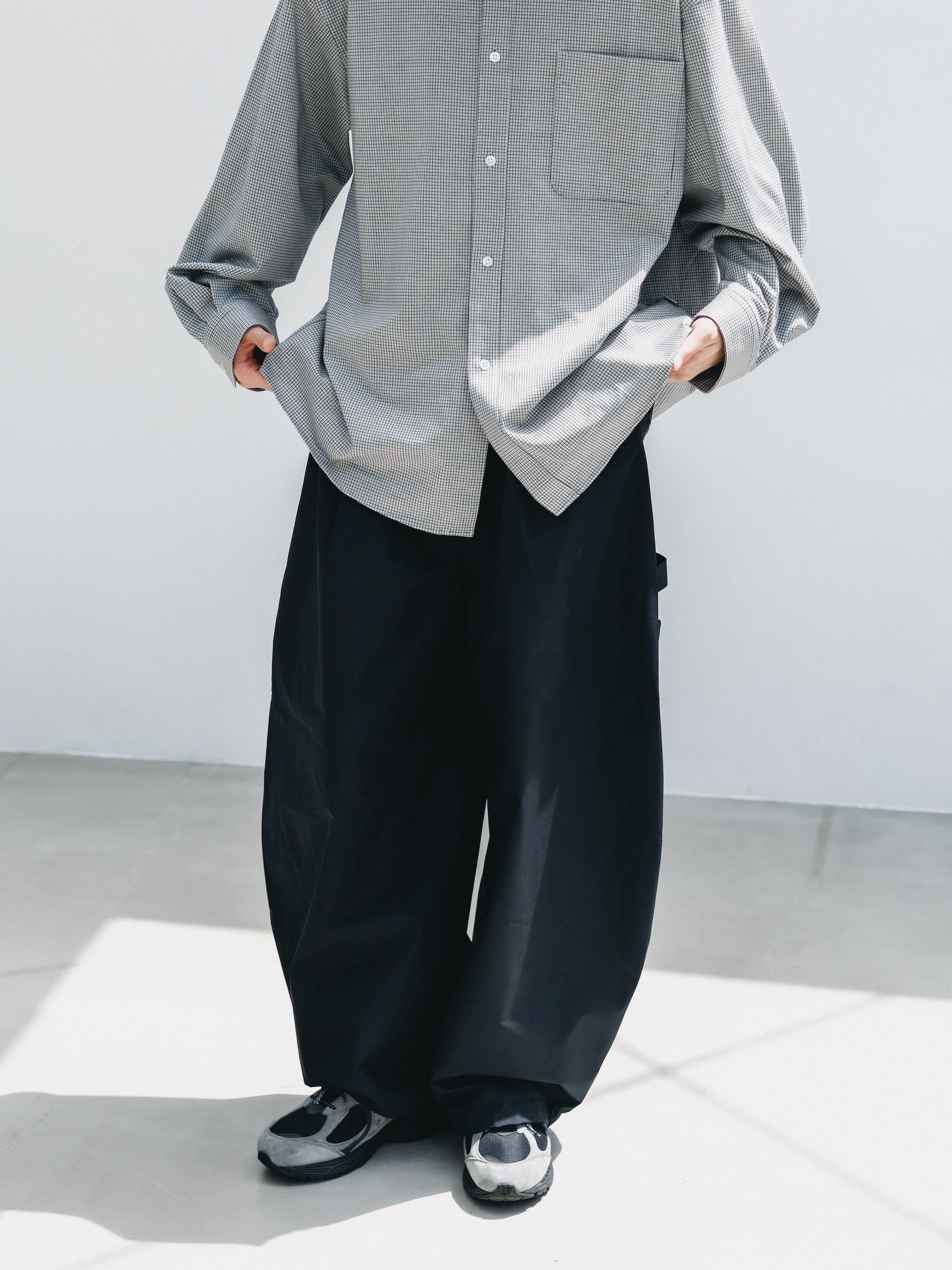 MINI GRID CHECK 36G KNIT EVERYDAY L/S SHIRT (WHITE×BLACK)