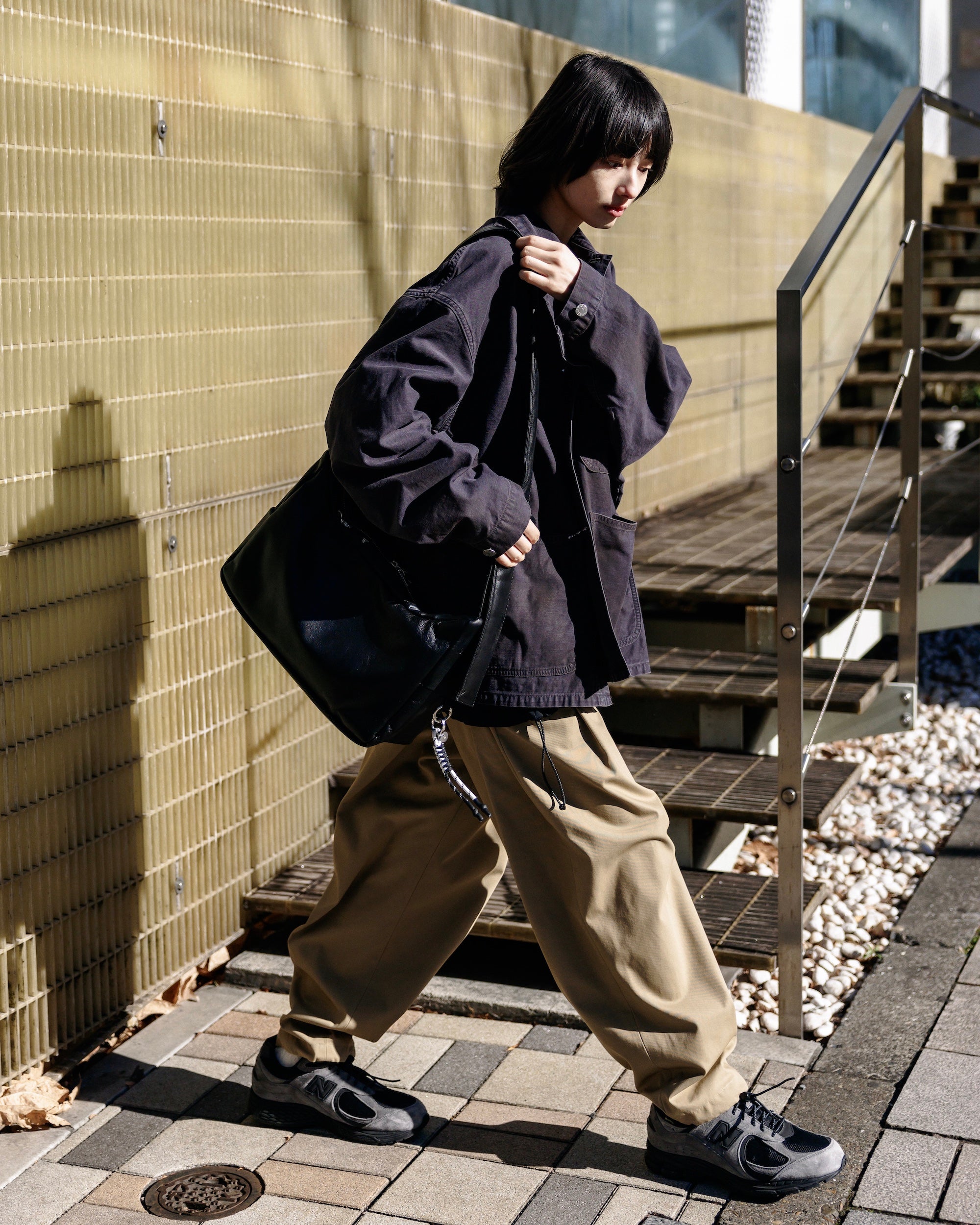 【2.4 WED 20:00- IN STOCK】T/C GABARDINE CITY UNIFORM WIDE TAPERED PANTS(BEIGE)
