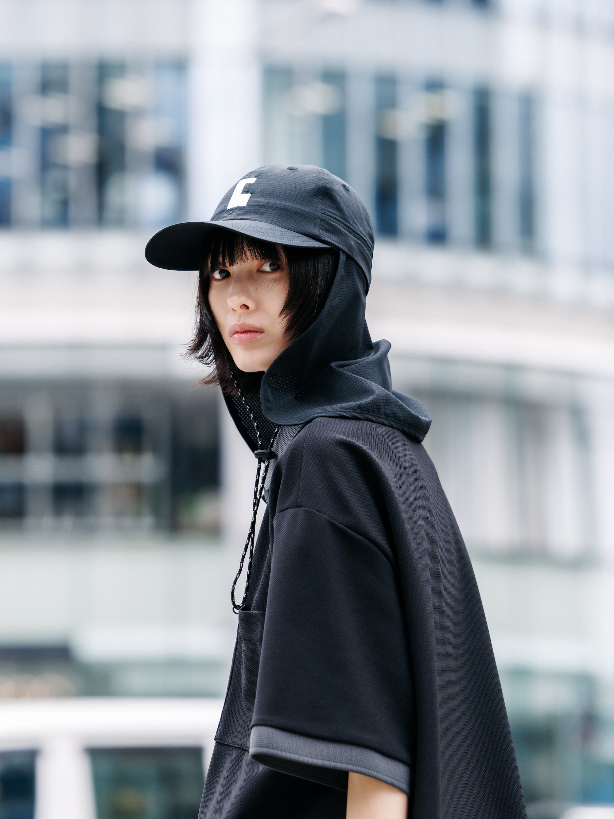 【7.11 SAT 20:00- IN STOCK】"C"ACTIVE CITY SUNSHADE CAP (BLACK×WHITE)