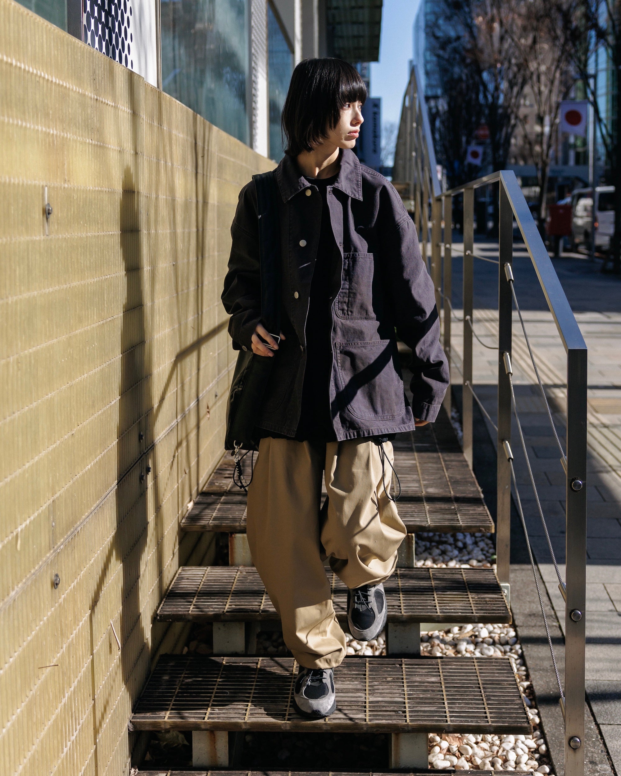 【2.4 WED 20:00- IN STOCK】T/C GABARDINE CITY UNIFORM WIDE TAPERED PANTS(BEIGE)