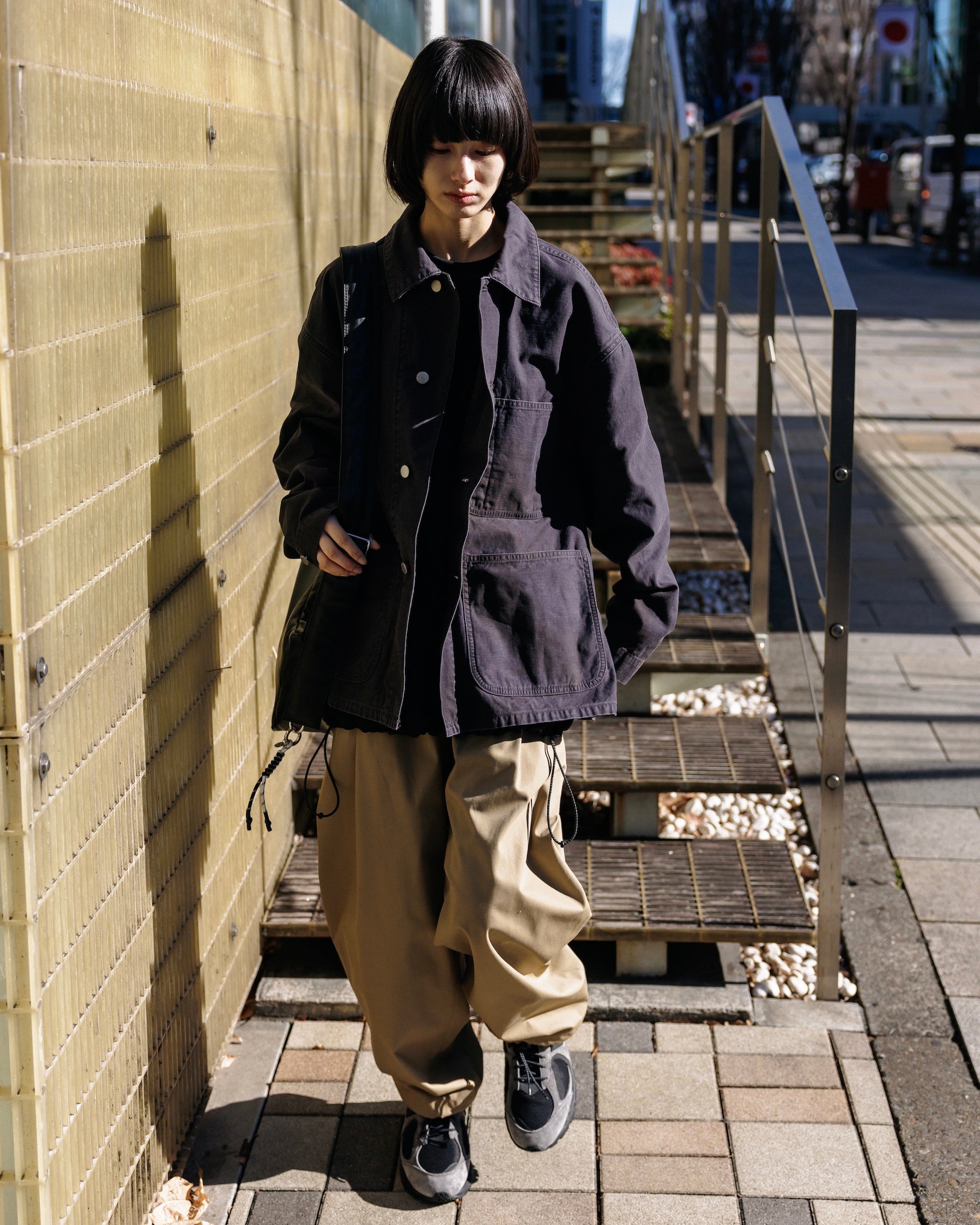 【2.4 WED 20:00- IN STOCK】T/C GABARDINE CITY UNIFORM WIDE TAPERED PANTS(BEIGE)