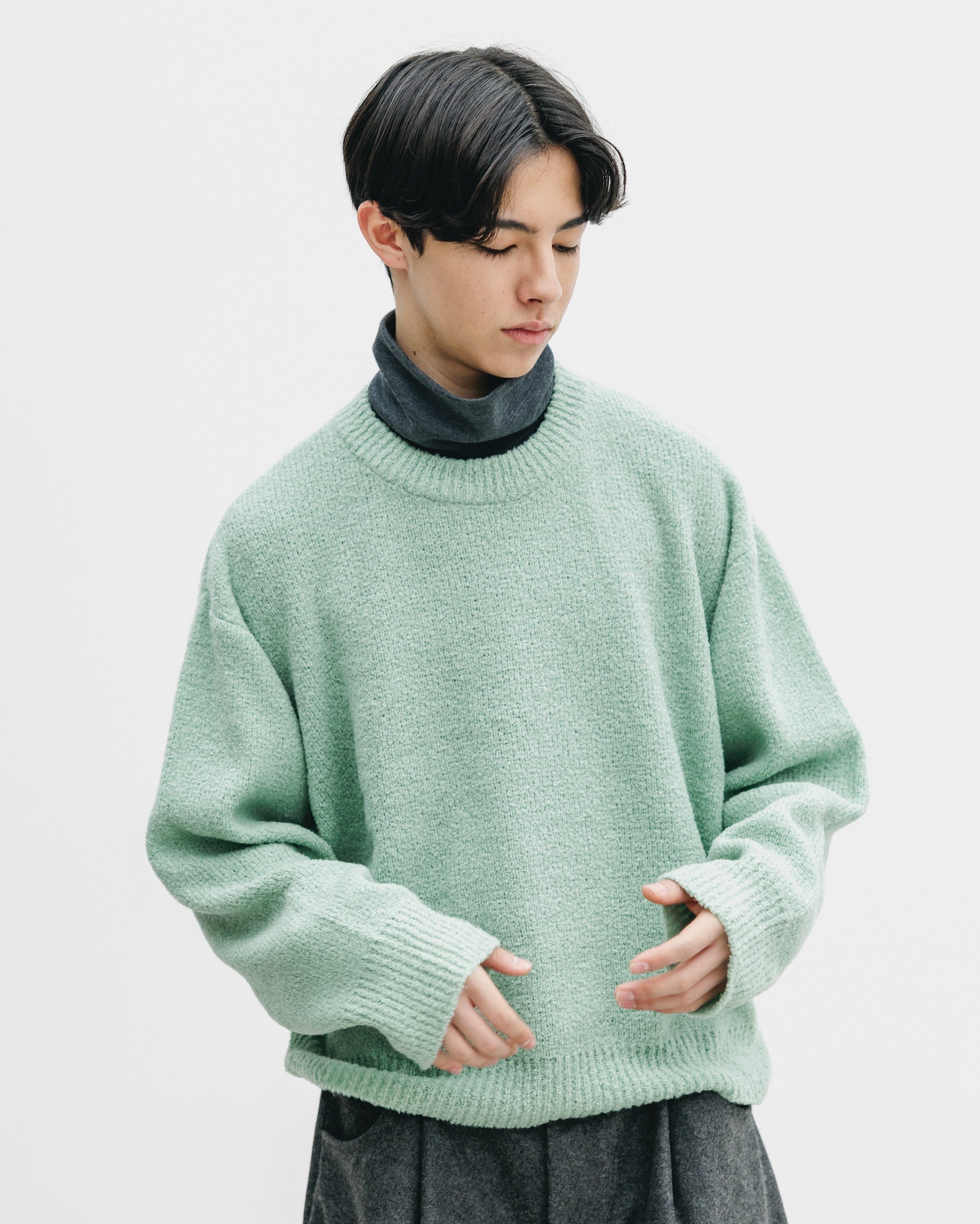 【12.10 WED 20:00- IN STOCK】SLUB PILE KNIT PULLOVER (MINT)