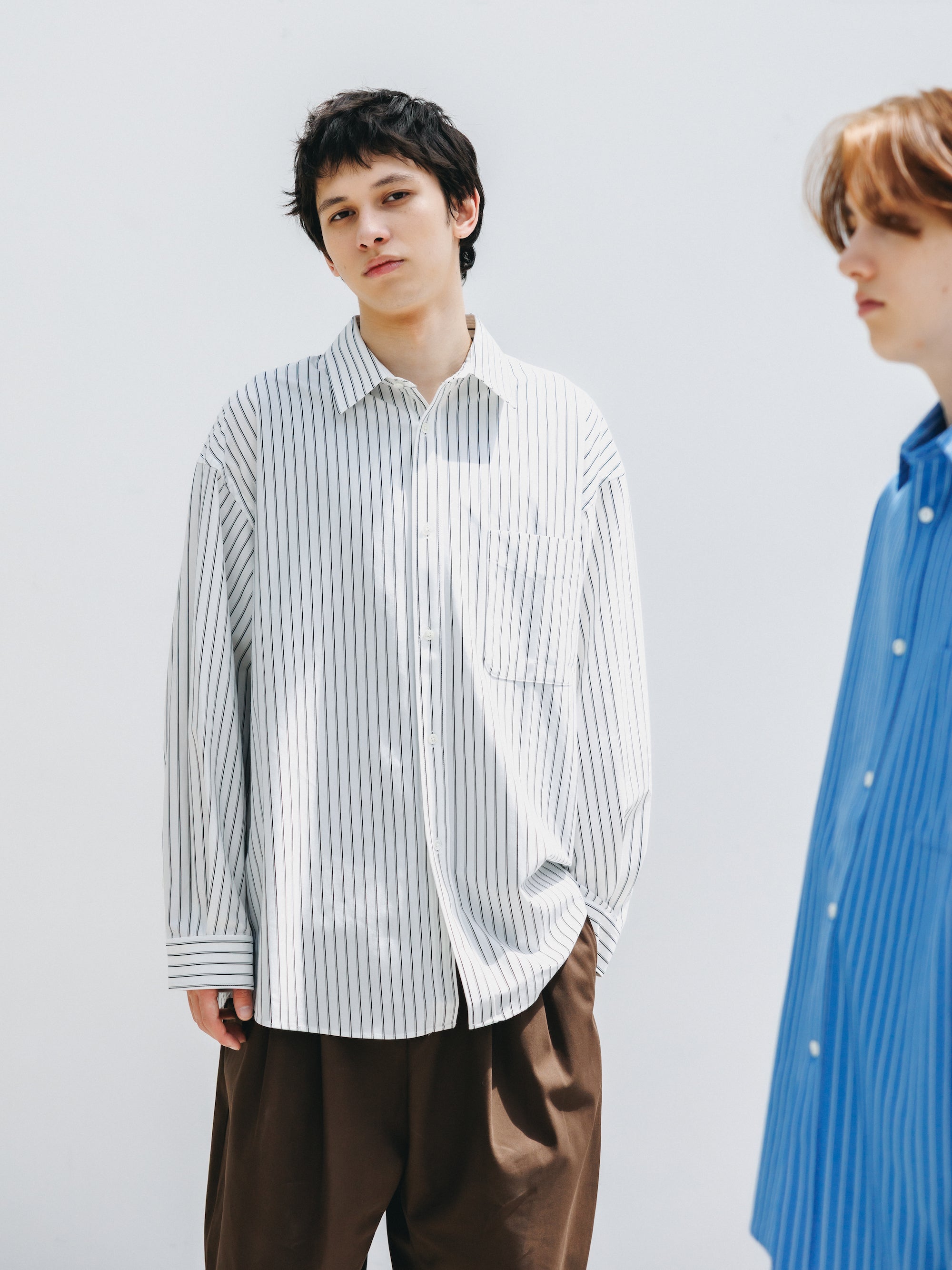 THICK/THIN STRIPE 46G KNIT EVERYDAY L/S SHIRT (WHITE STRIPE)