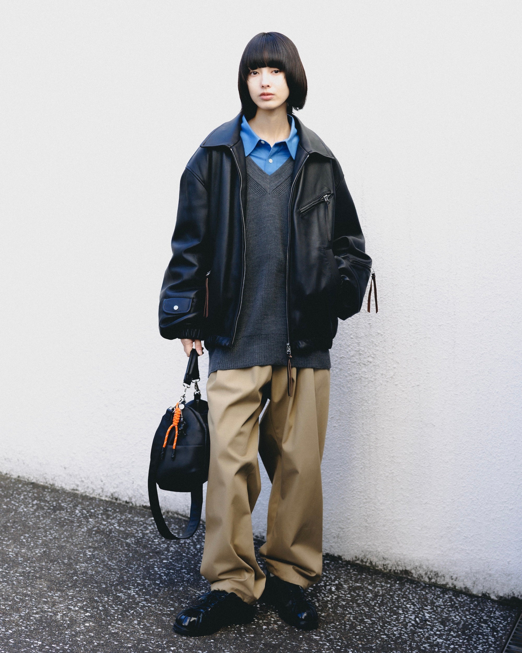 LEATHER DAYOFF BAG (BLACK)