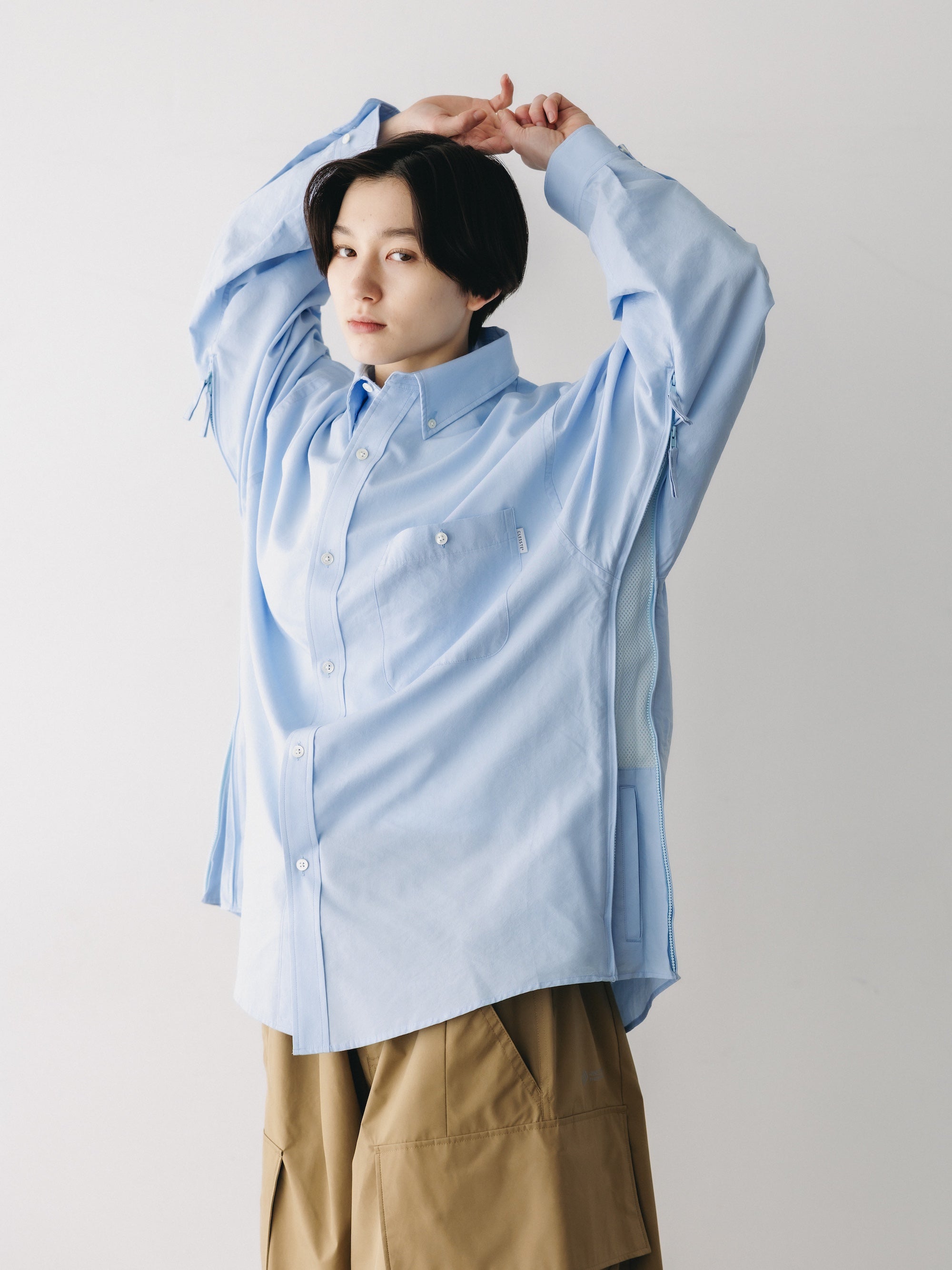 VENTILATION L/S B.D.SHIRT (SAX BLUE)