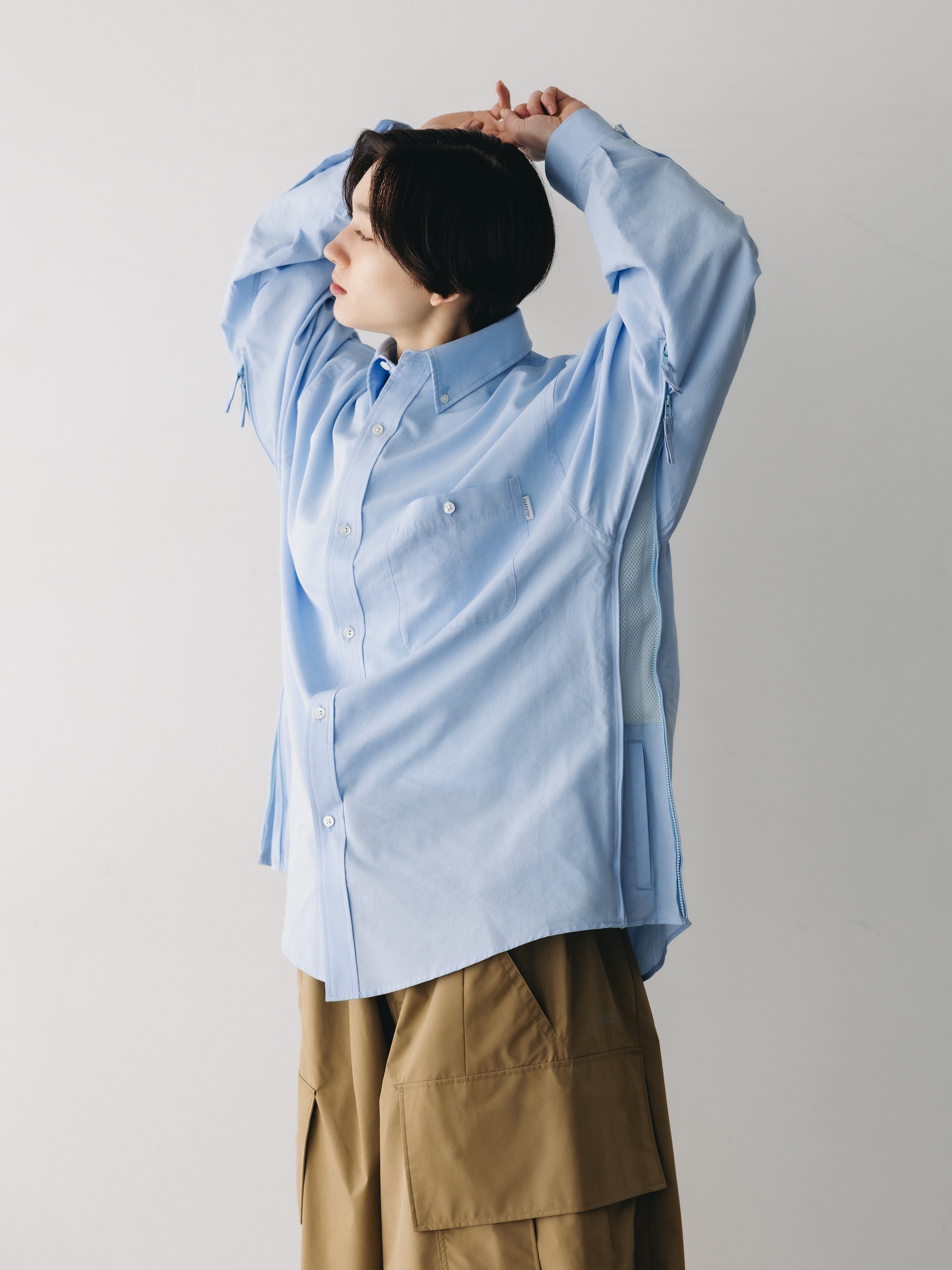 VENTILATION L/S B.D.SHIRT (SAX BLUE)