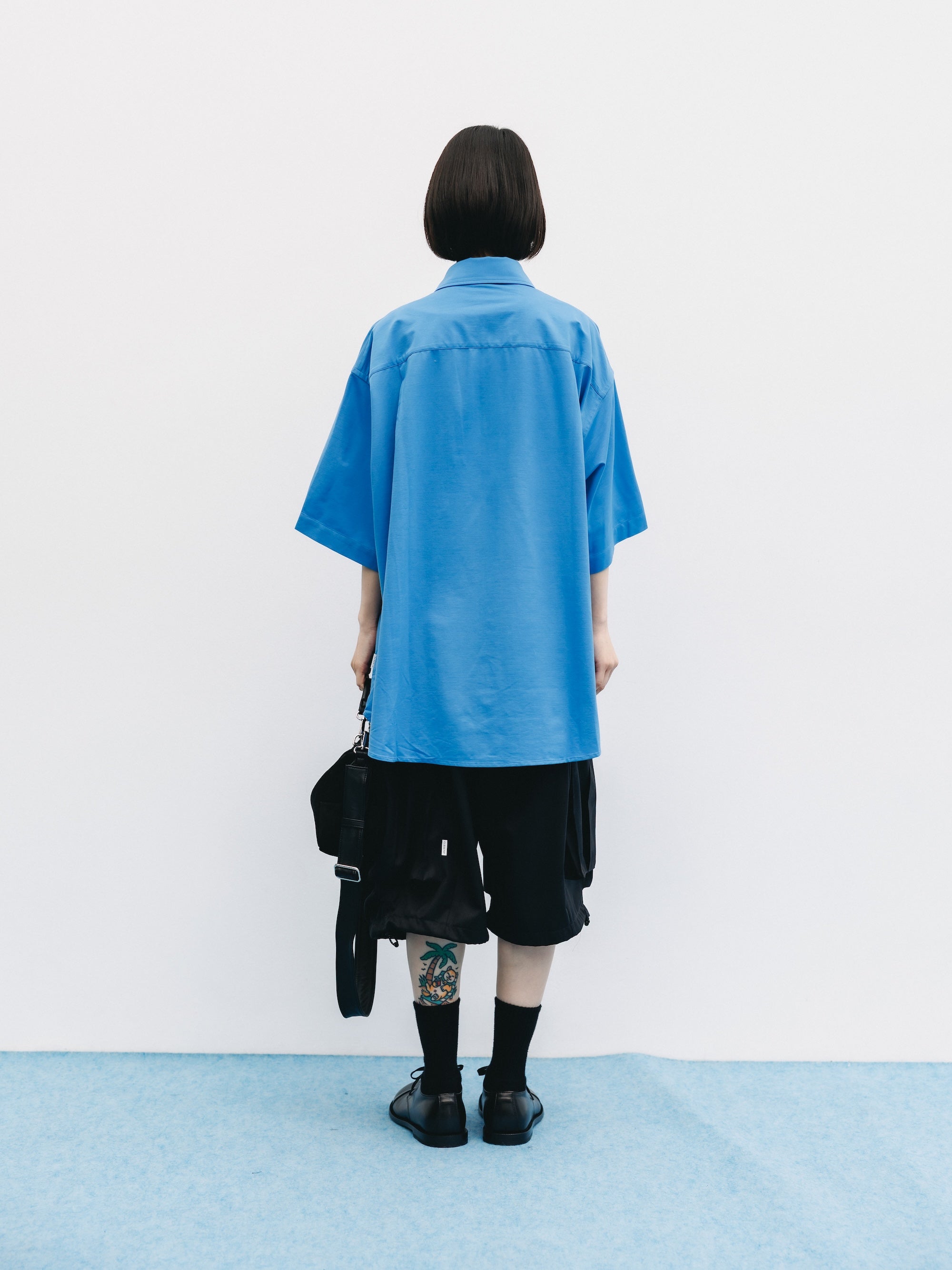【8.5 WED 20:00- IN STOCK】46G KNIT EVERYDAY S/S SHIRT (SAX BLUE)