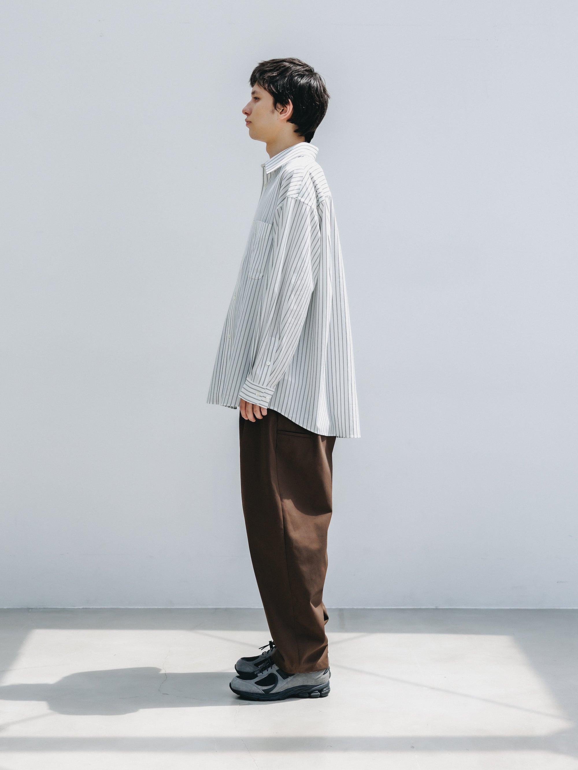 T/C GABARDINE CITY UNIFORM WIDE TAPERED PANTS (BROWN)