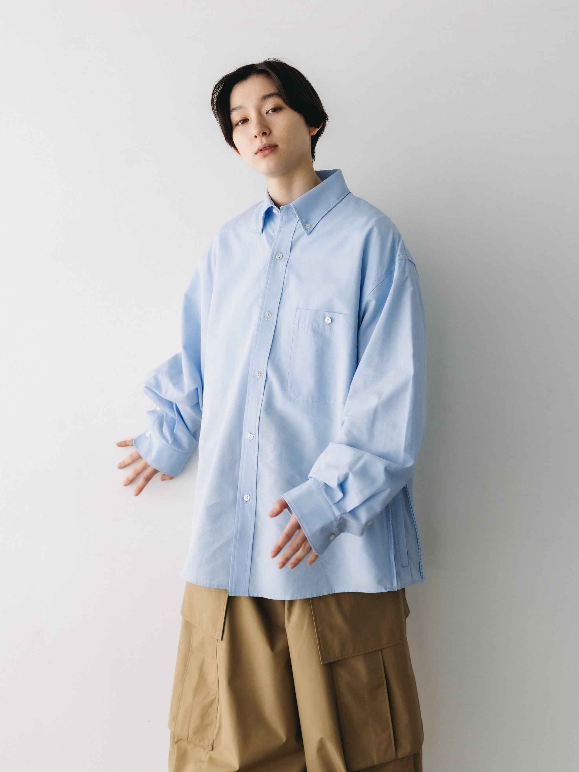 VENTILATION L/S B.D.SHIRT (SAX BLUE)