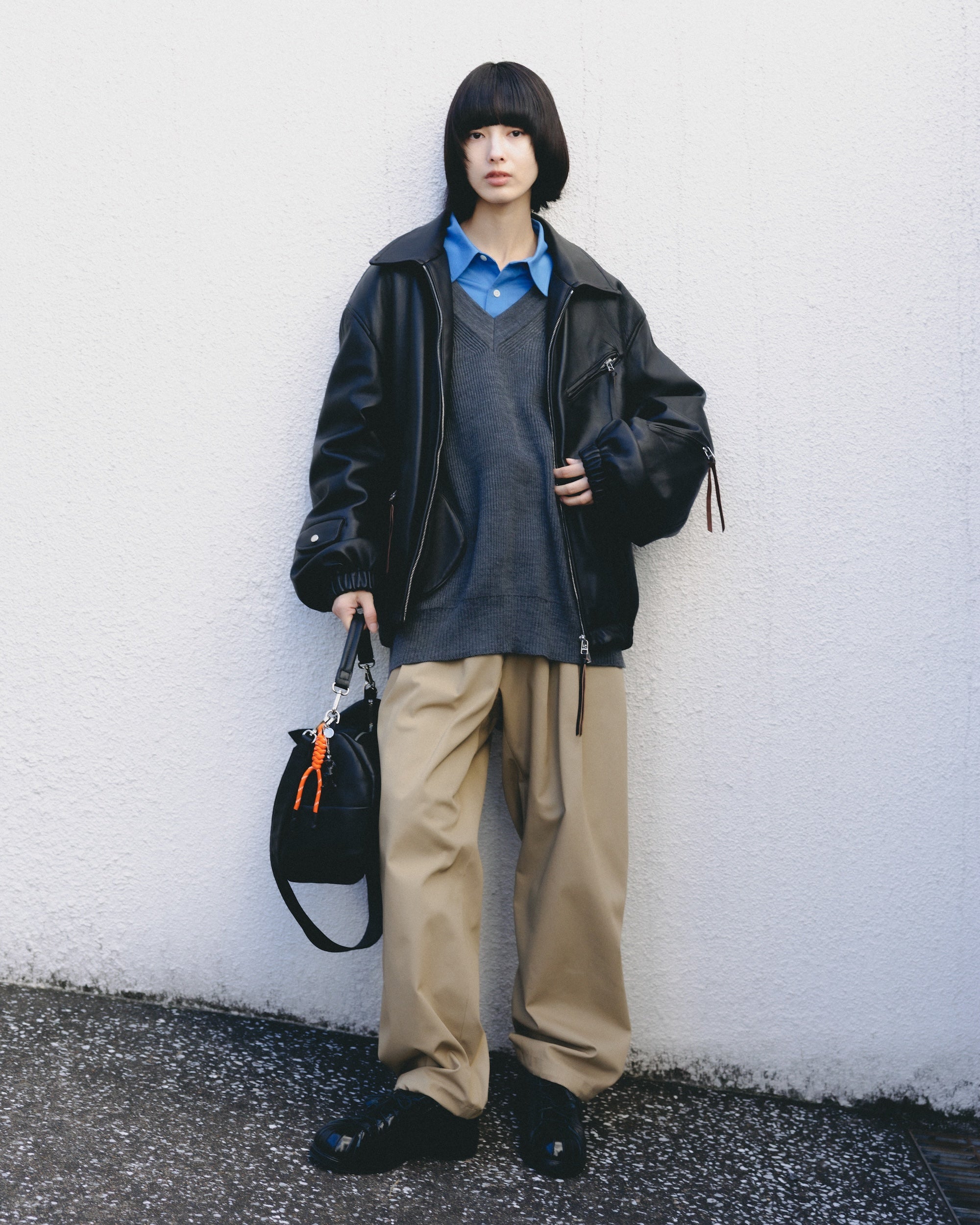 【2.18 WED 20:00- PRE ORDER】SHEEP LEATHER UTILITY JACKET (BLACK)