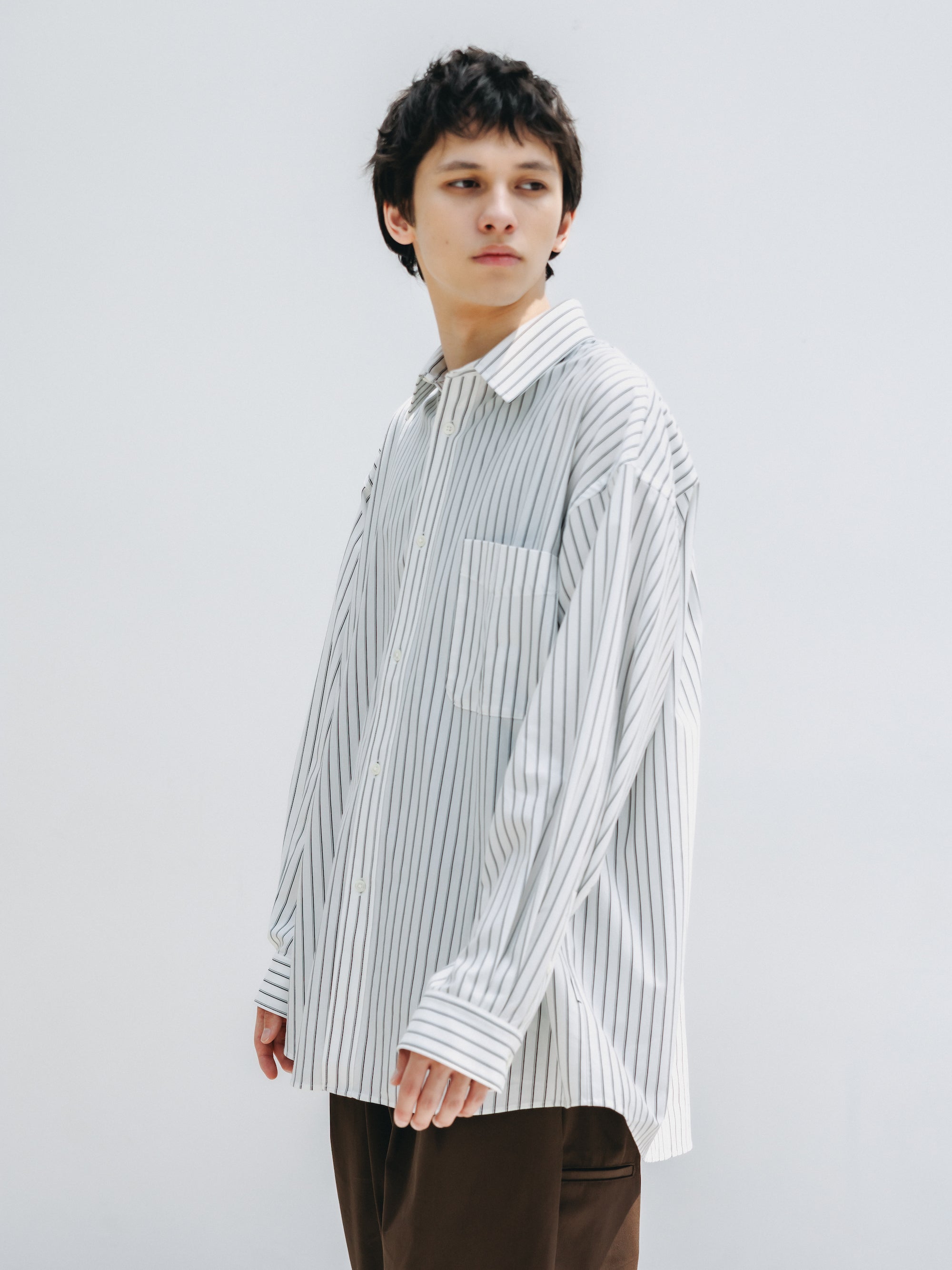 THICK/THIN STRIPE 46G KNIT EVERYDAY L/S SHIRT (WHITE STRIPE)