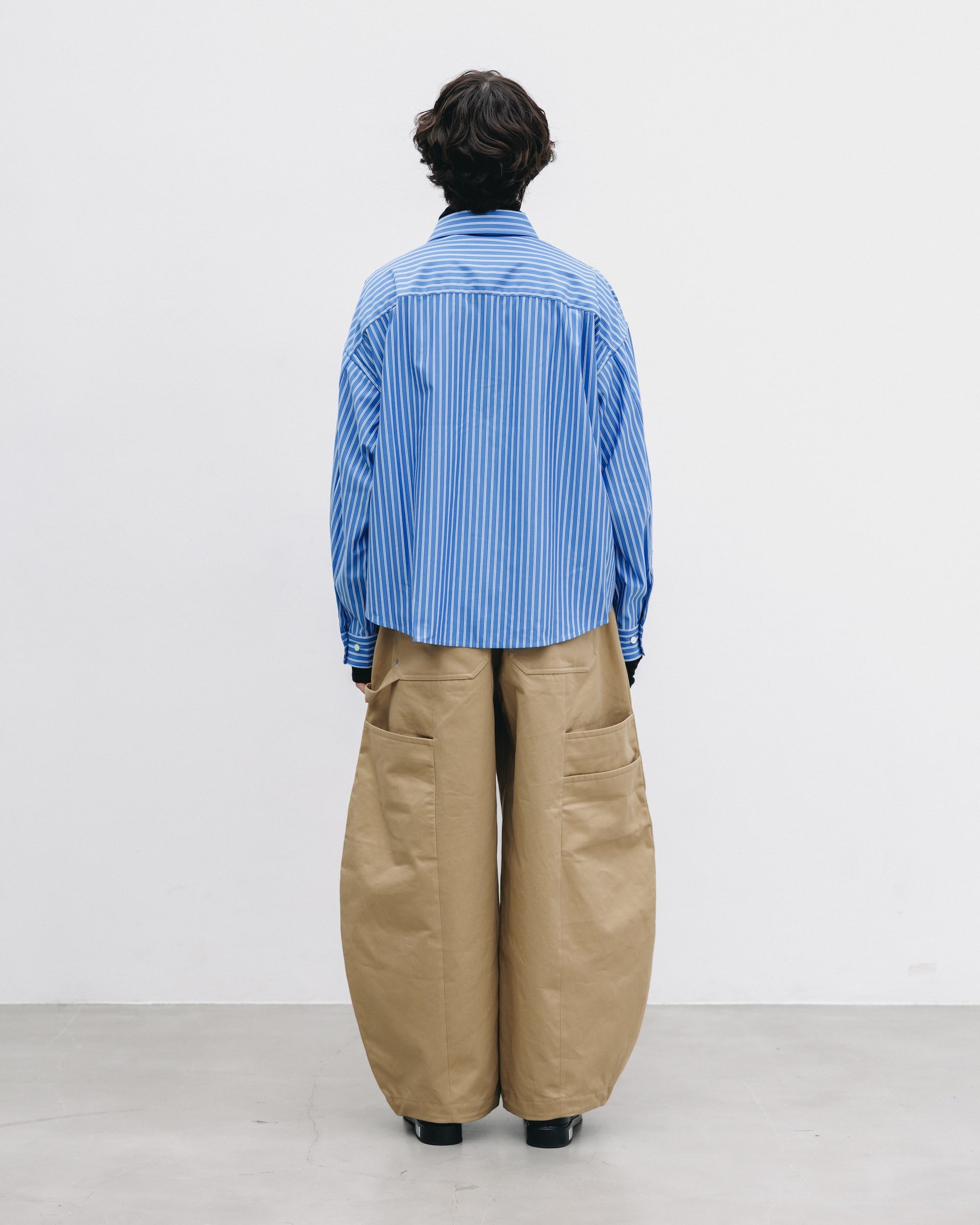 【12.6 SAT 20:00- IN STOCK】46G KNIT CROPPED LENGTH EVERYDAY L/S SHIRT (SAX BLUE STRIPE)