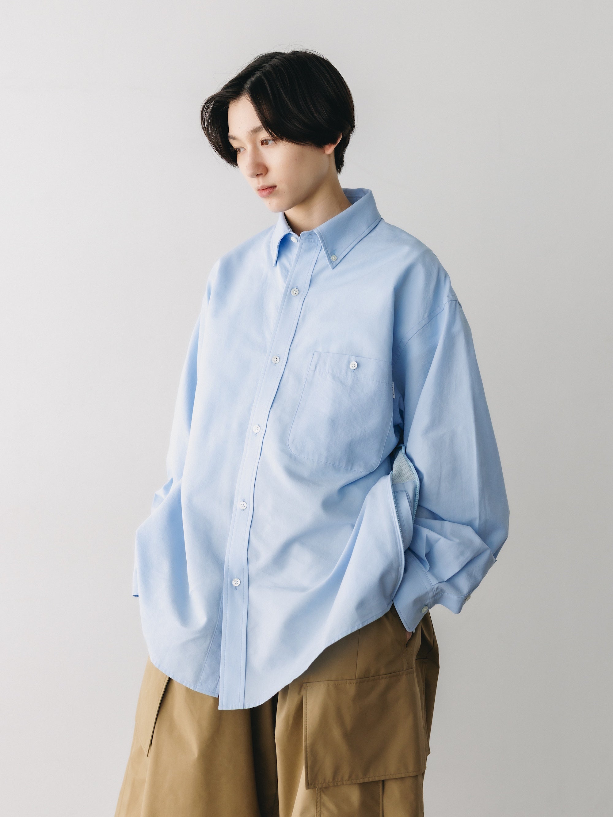 VENTILATION L/S B.D.SHIRT (SAX BLUE)