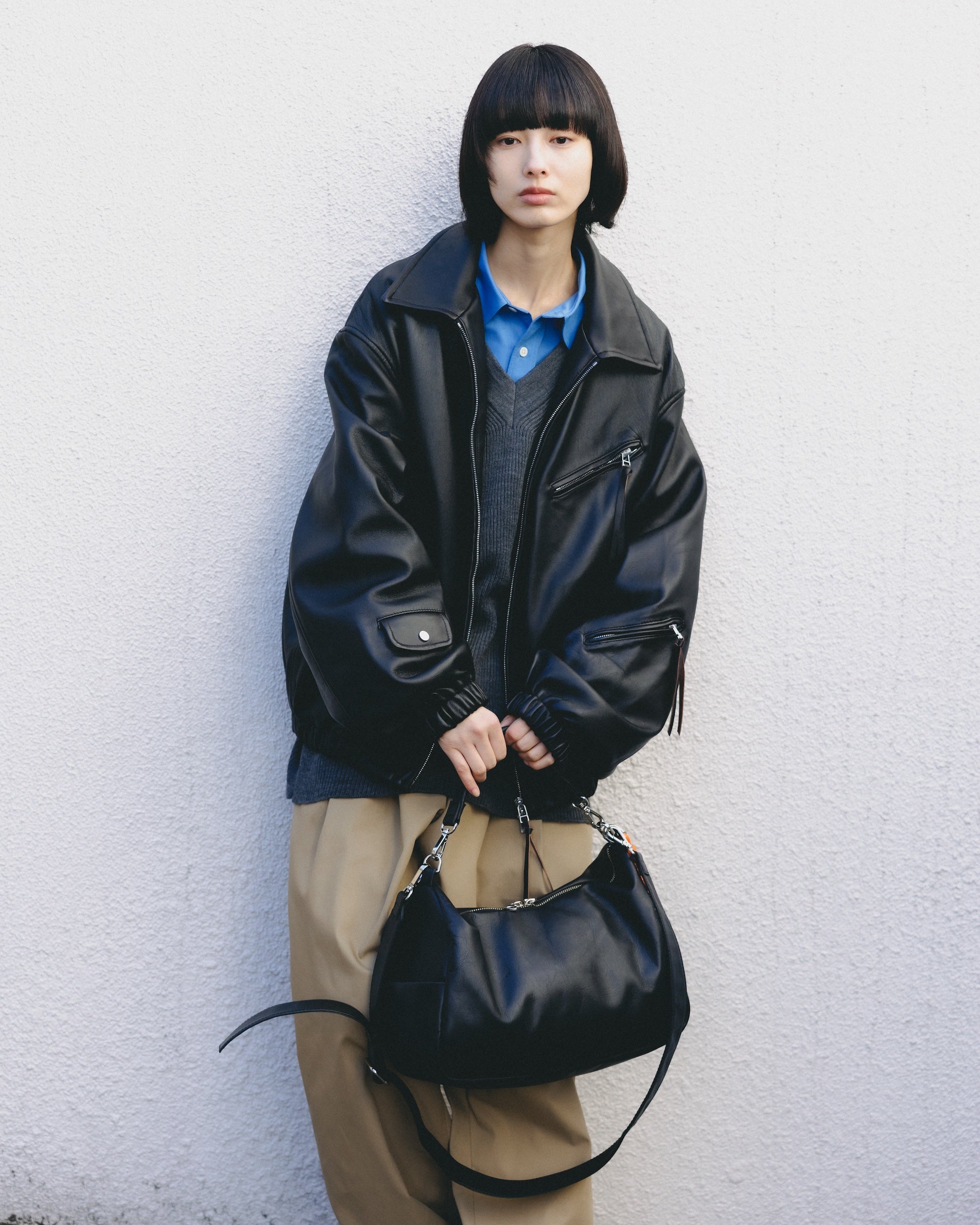 【2.18 WED 20:00- PRE ORDER】SHEEP LEATHER UTILITY JACKET (BLACK)