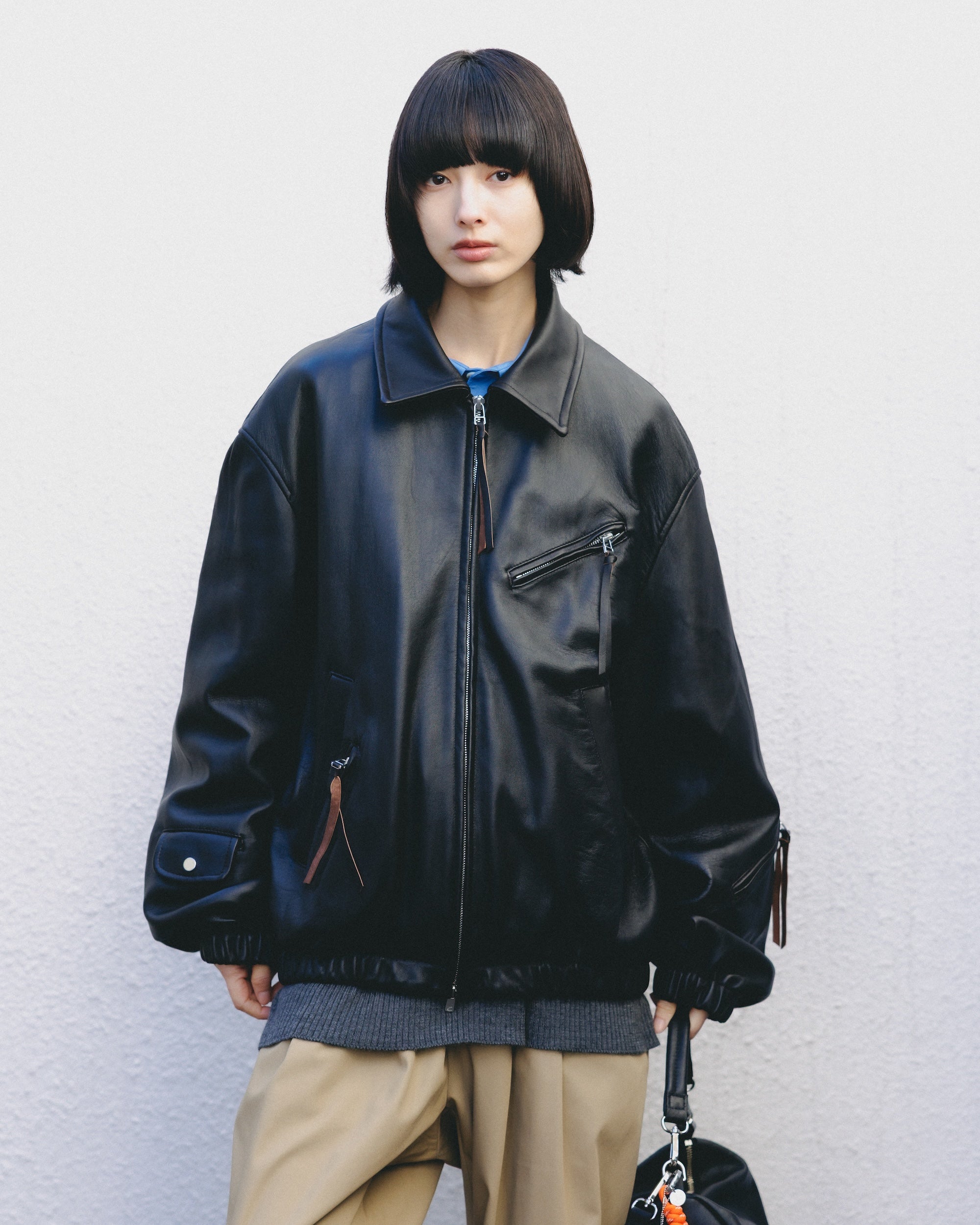【2.18 WED 20:00- PRE ORDER】SHEEP LEATHER UTILITY JACKET (BLACK)