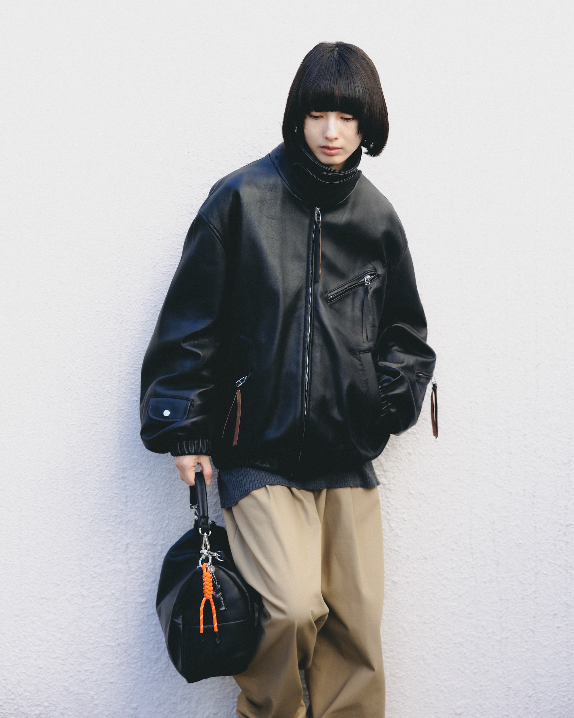 【2.18 WED 20:00- PRE ORDER】SHEEP LEATHER UTILITY JACKET (BLACK)