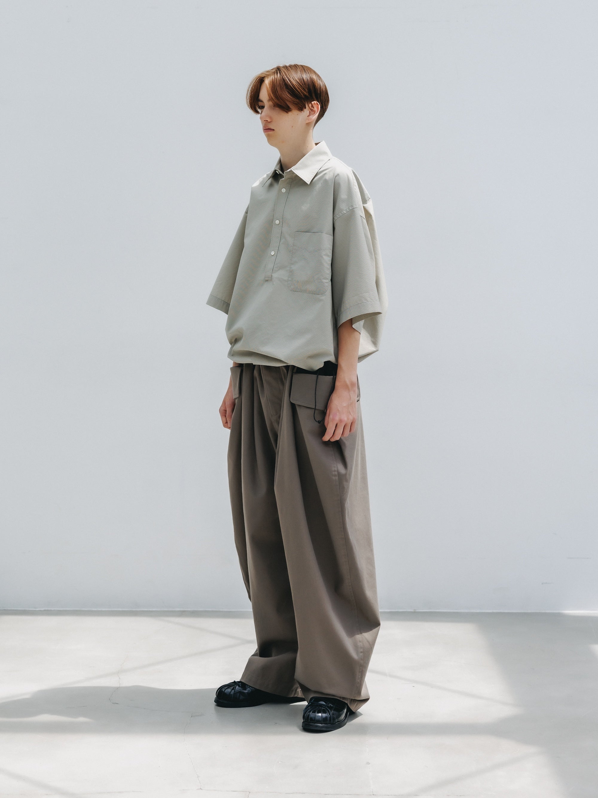 【4.25 SAT 20:00- IN STOCK】MINI PLAID S/S PULLOVER SHIRT (BEIGE)