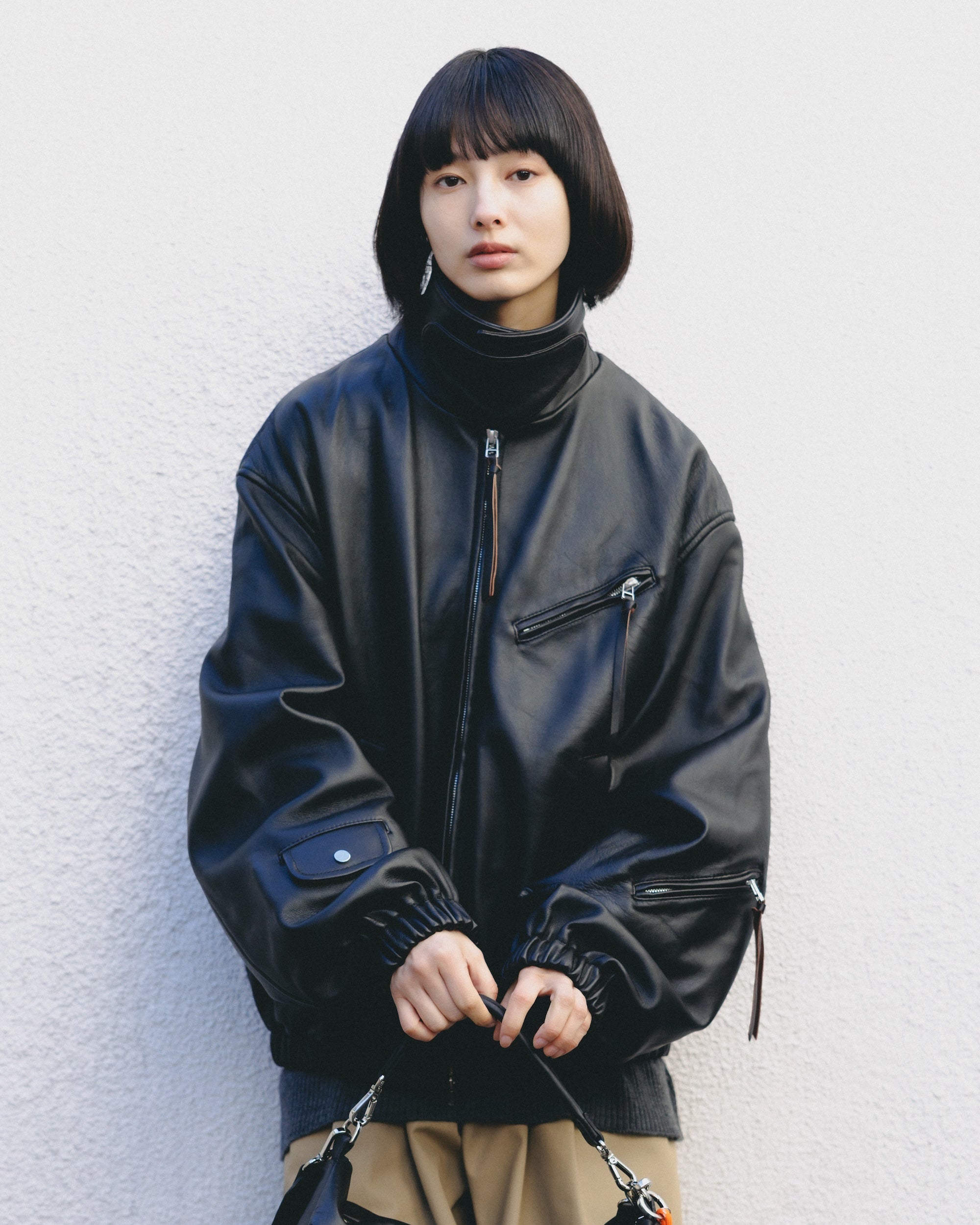 【2.18 WED 20:00- PRE ORDER】SHEEP LEATHER UTILITY JACKET (BLACK)