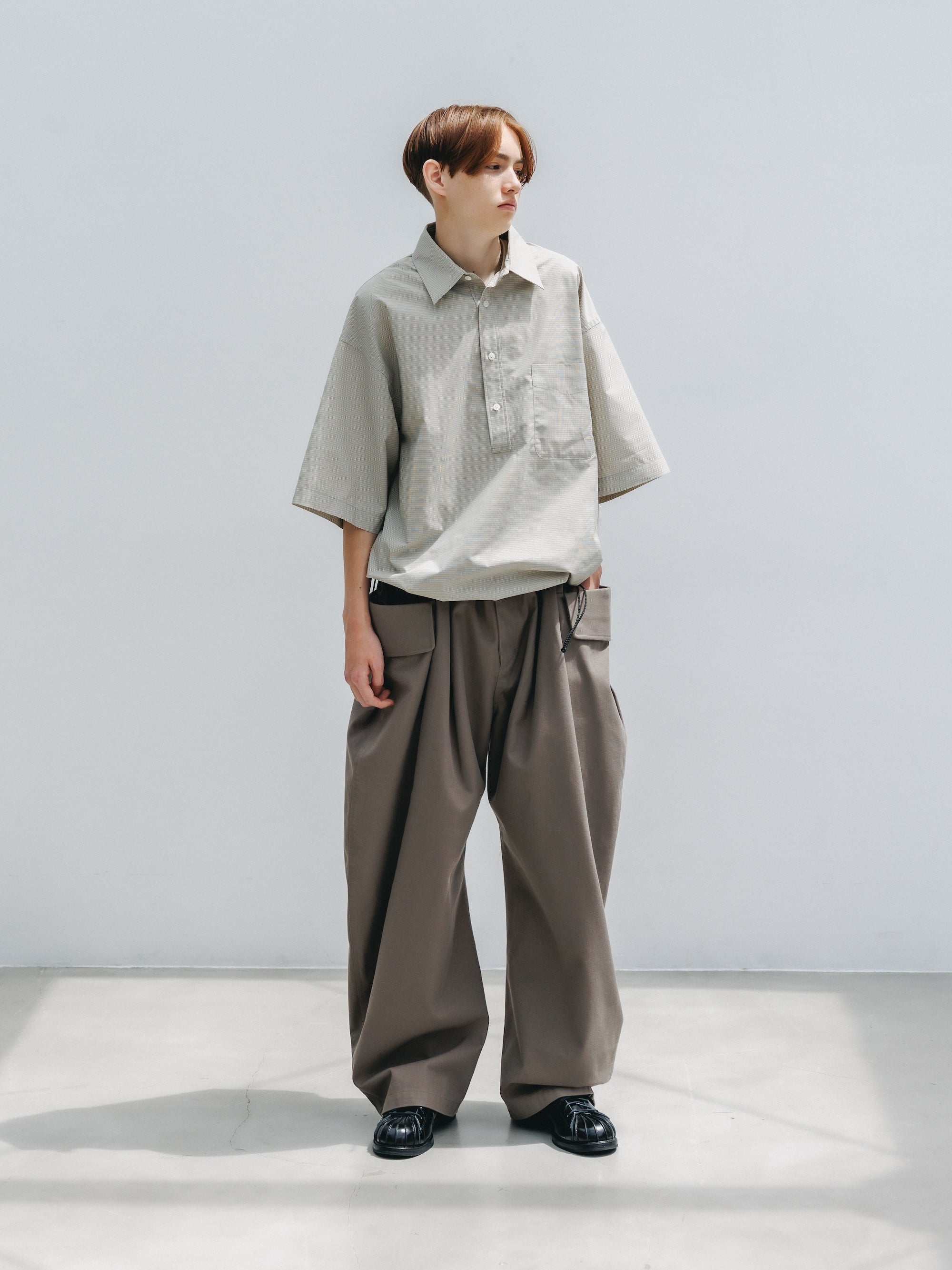 【4.25 SAT 20:00- IN STOCK】MINI PLAID S/S PULLOVER SHIRT (BEIGE)