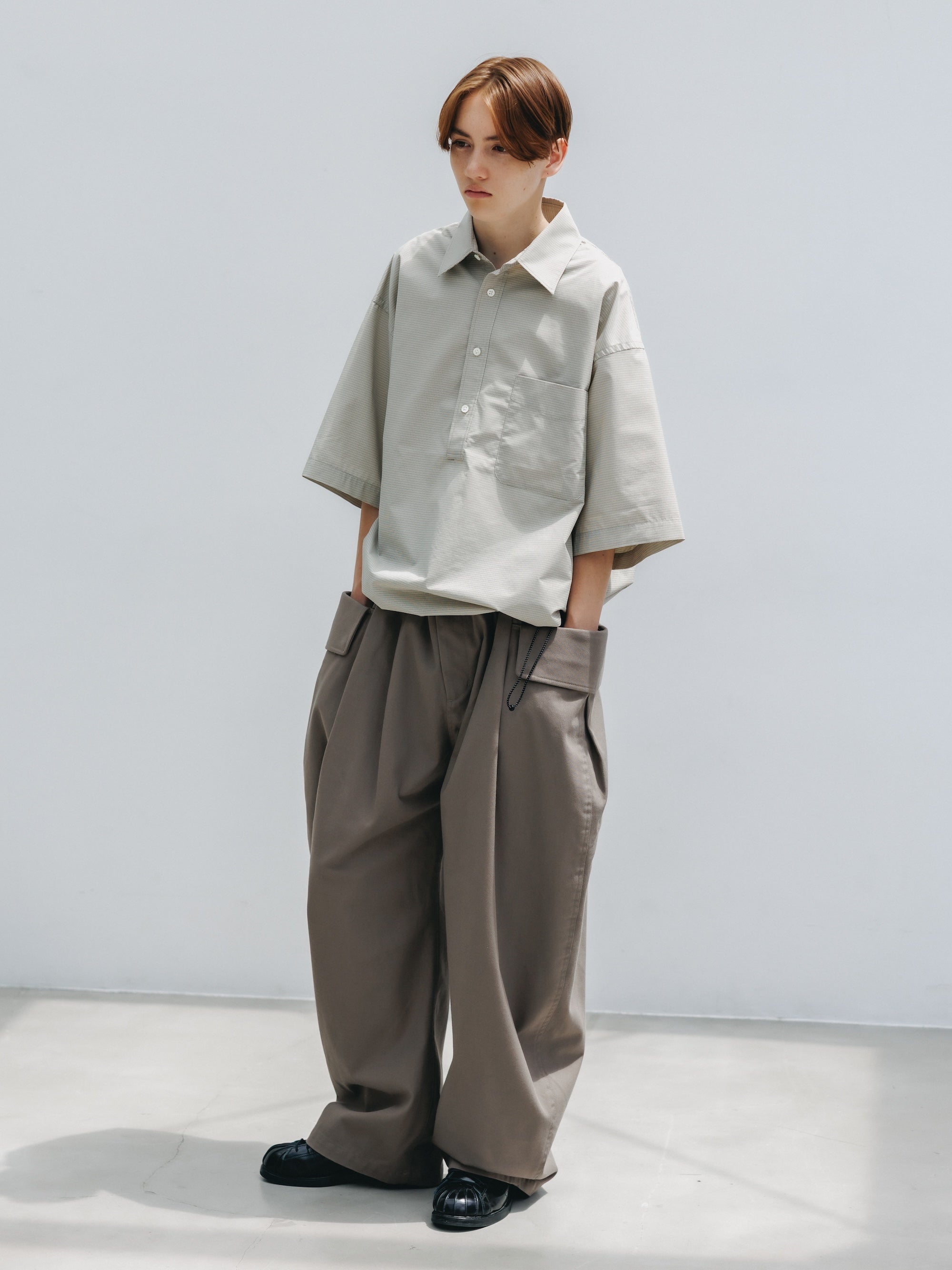 【4.25 SAT 20:00- IN STOCK】MINI PLAID S/S PULLOVER SHIRT (BEIGE)