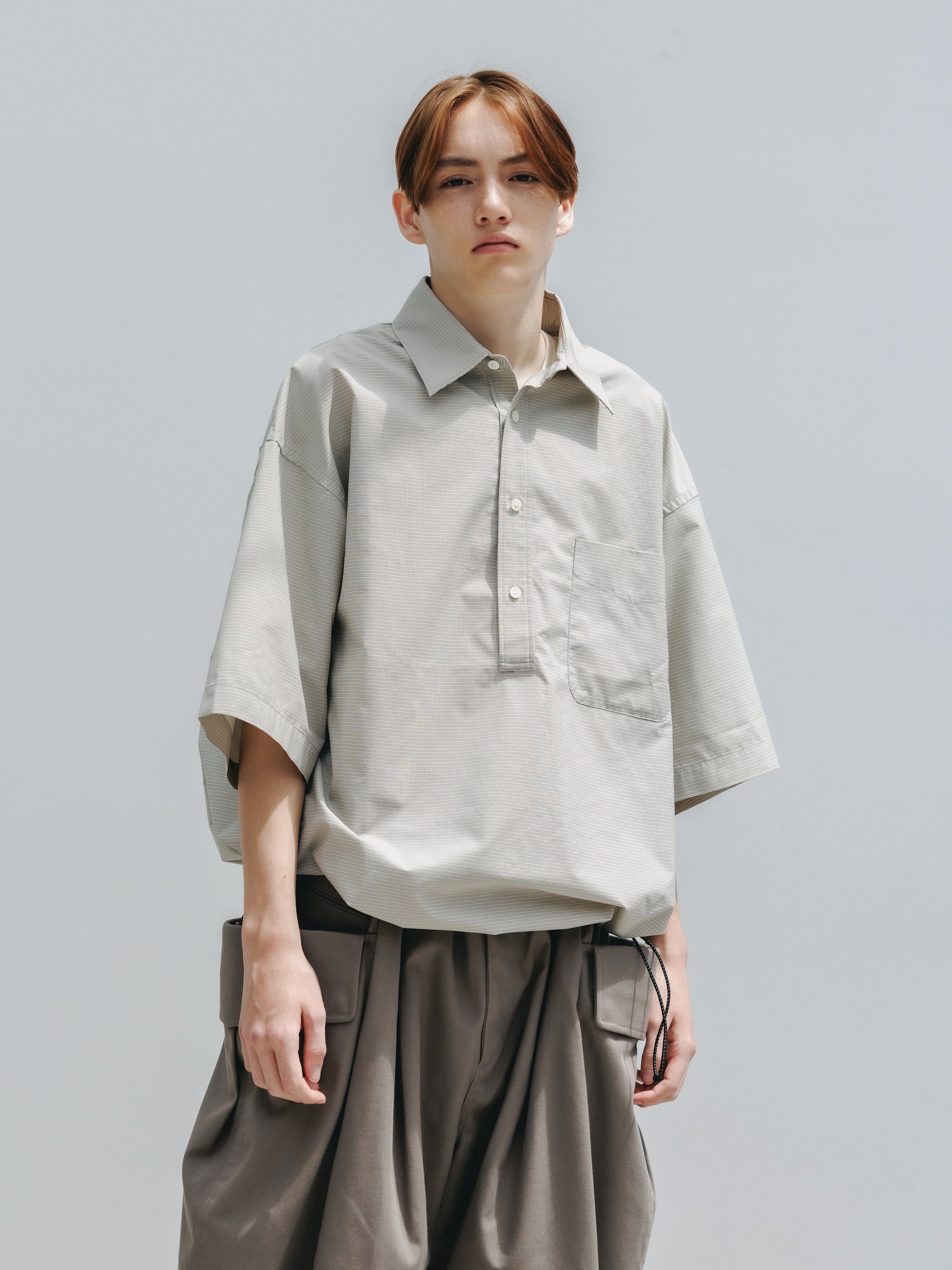 【4.25 SAT 20:00- IN STOCK】MINI PLAID S/S PULLOVER SHIRT (BEIGE)