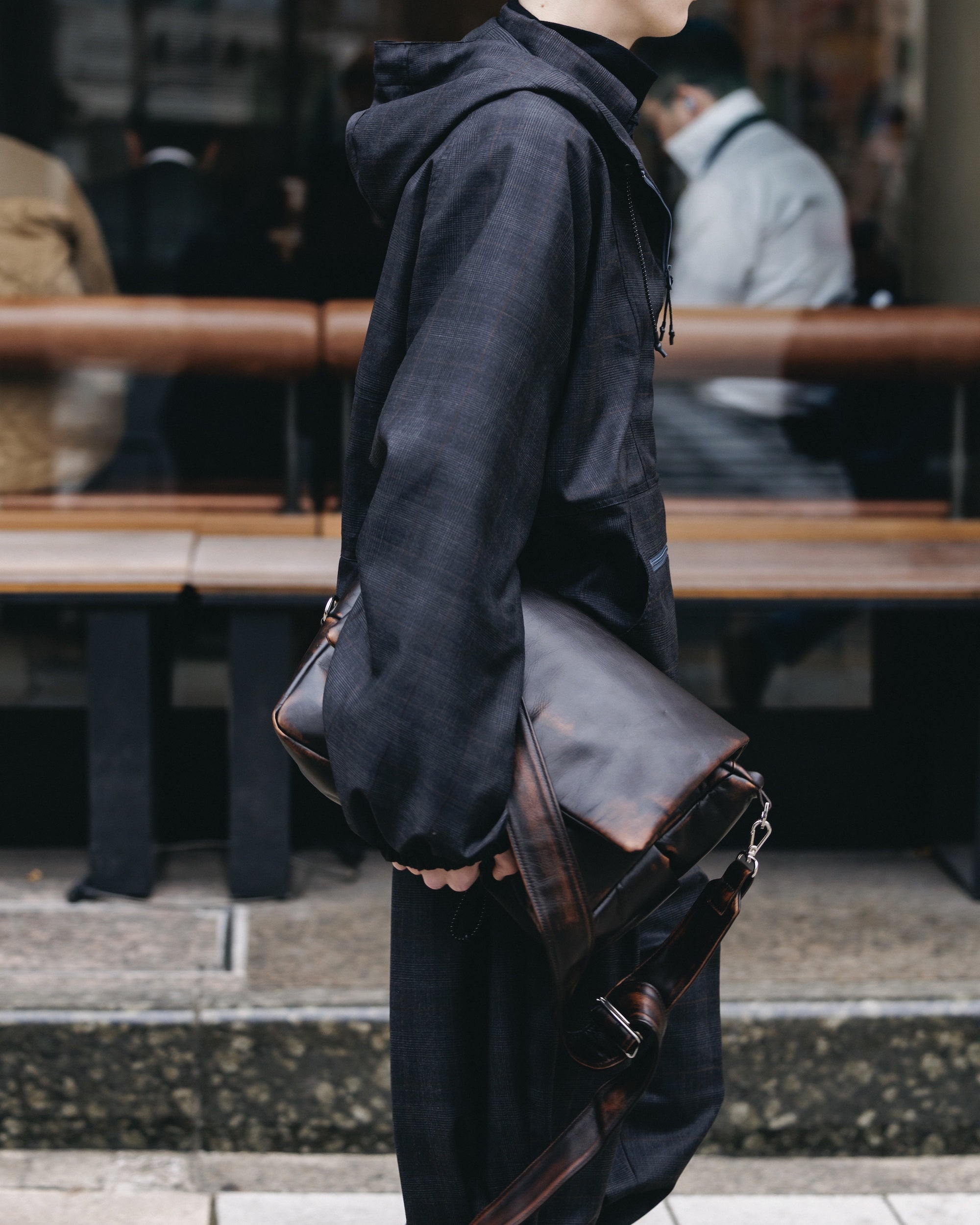 PACKABLE CITY ANORAK PARKA  (GRAY(GLEN CHECK))