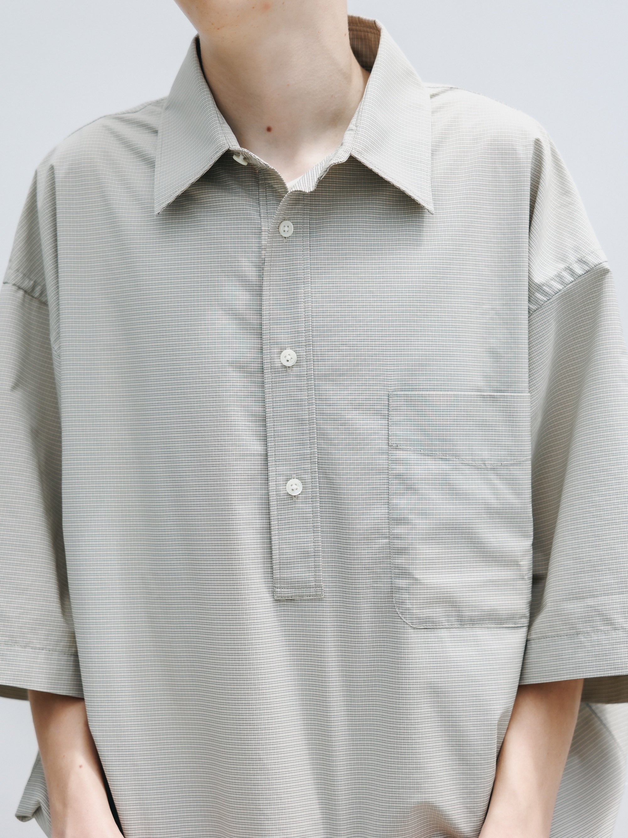 【4.25 SAT 20:00- IN STOCK】MINI PLAID S/S PULLOVER SHIRT (BEIGE)