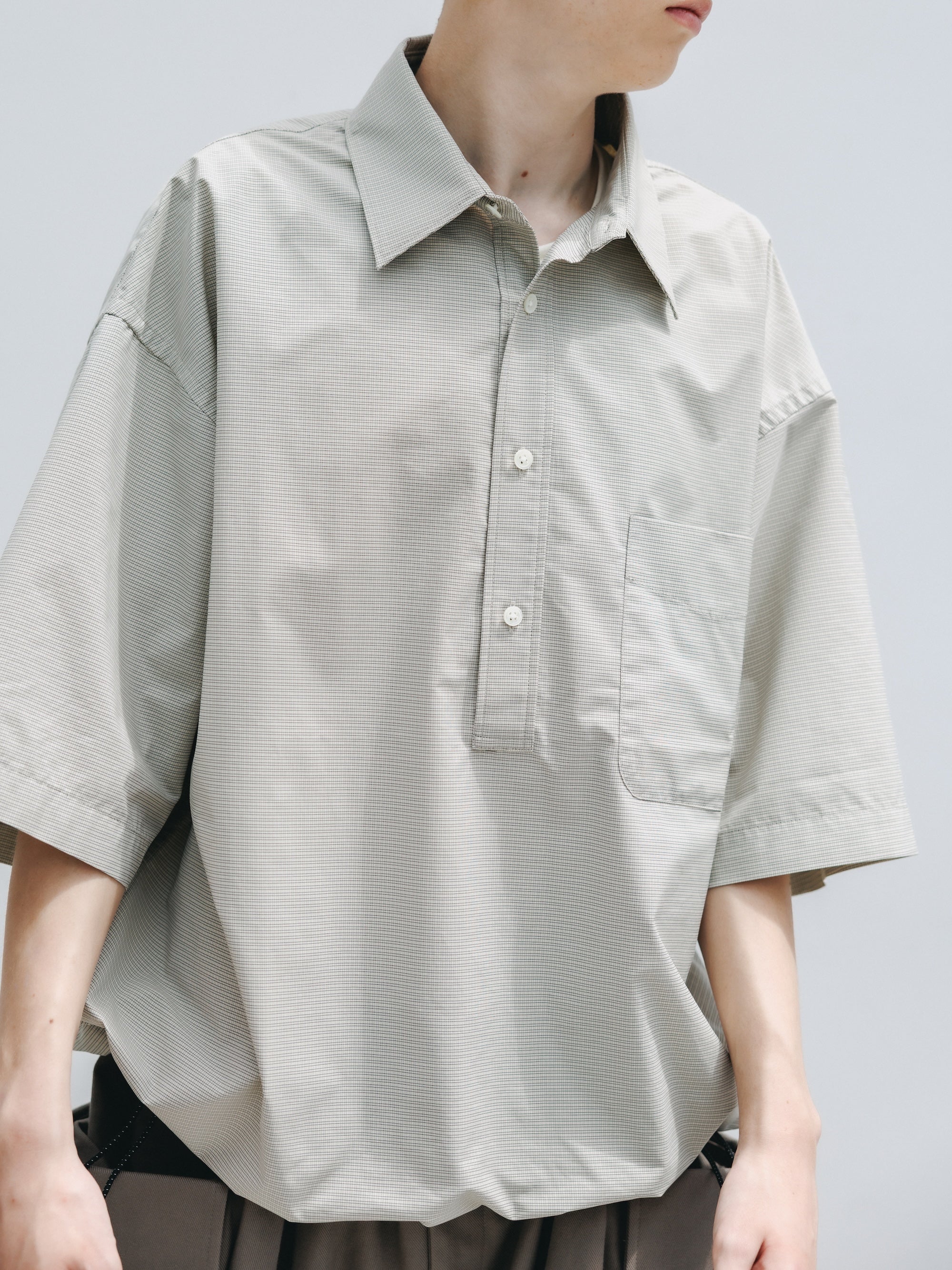 【4.25 SAT 20:00- IN STOCK】MINI PLAID S/S PULLOVER SHIRT (BEIGE)