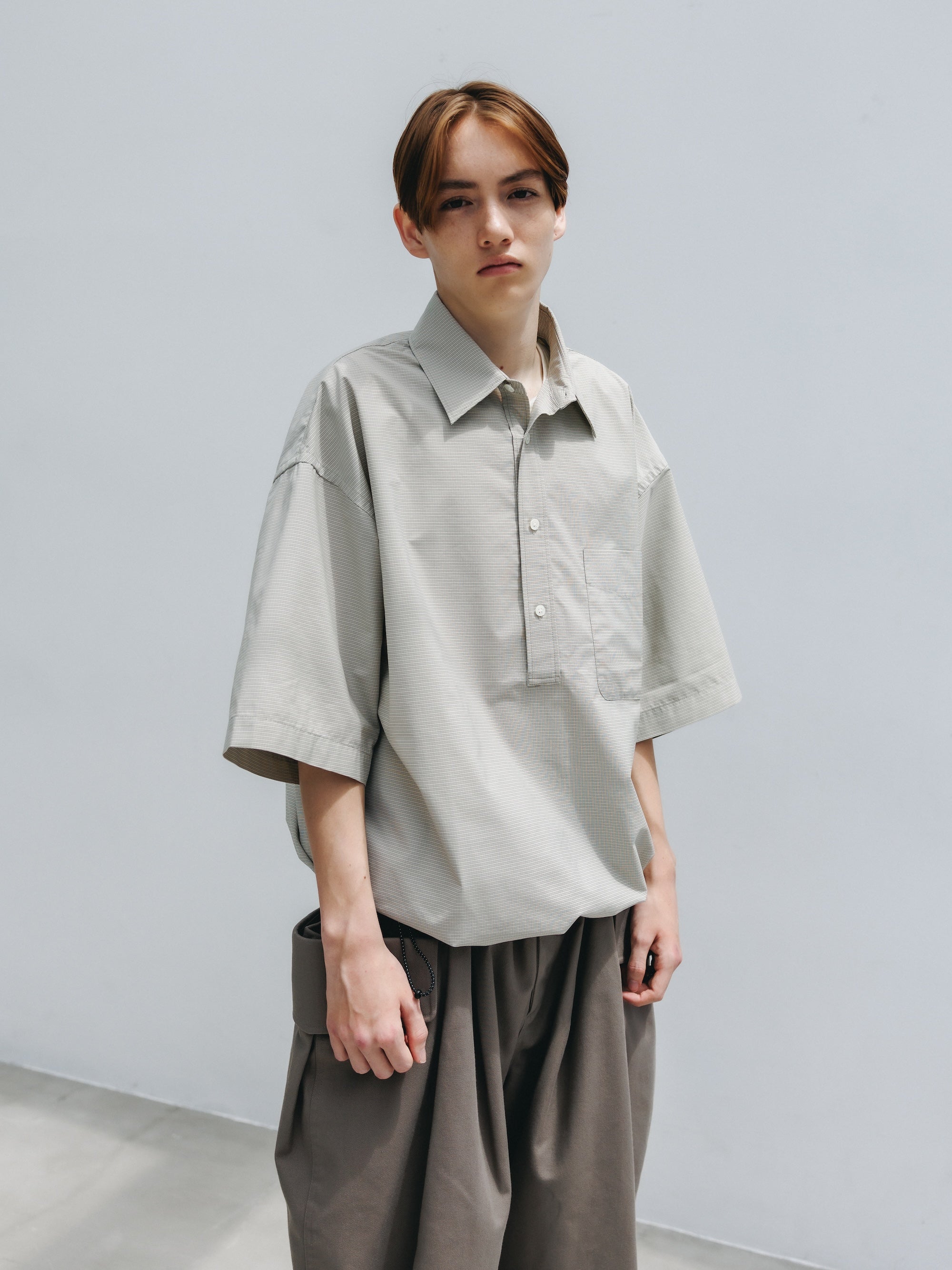 【4.25 SAT 20:00- IN STOCK】MINI PLAID S/S PULLOVER SHIRT (BEIGE)