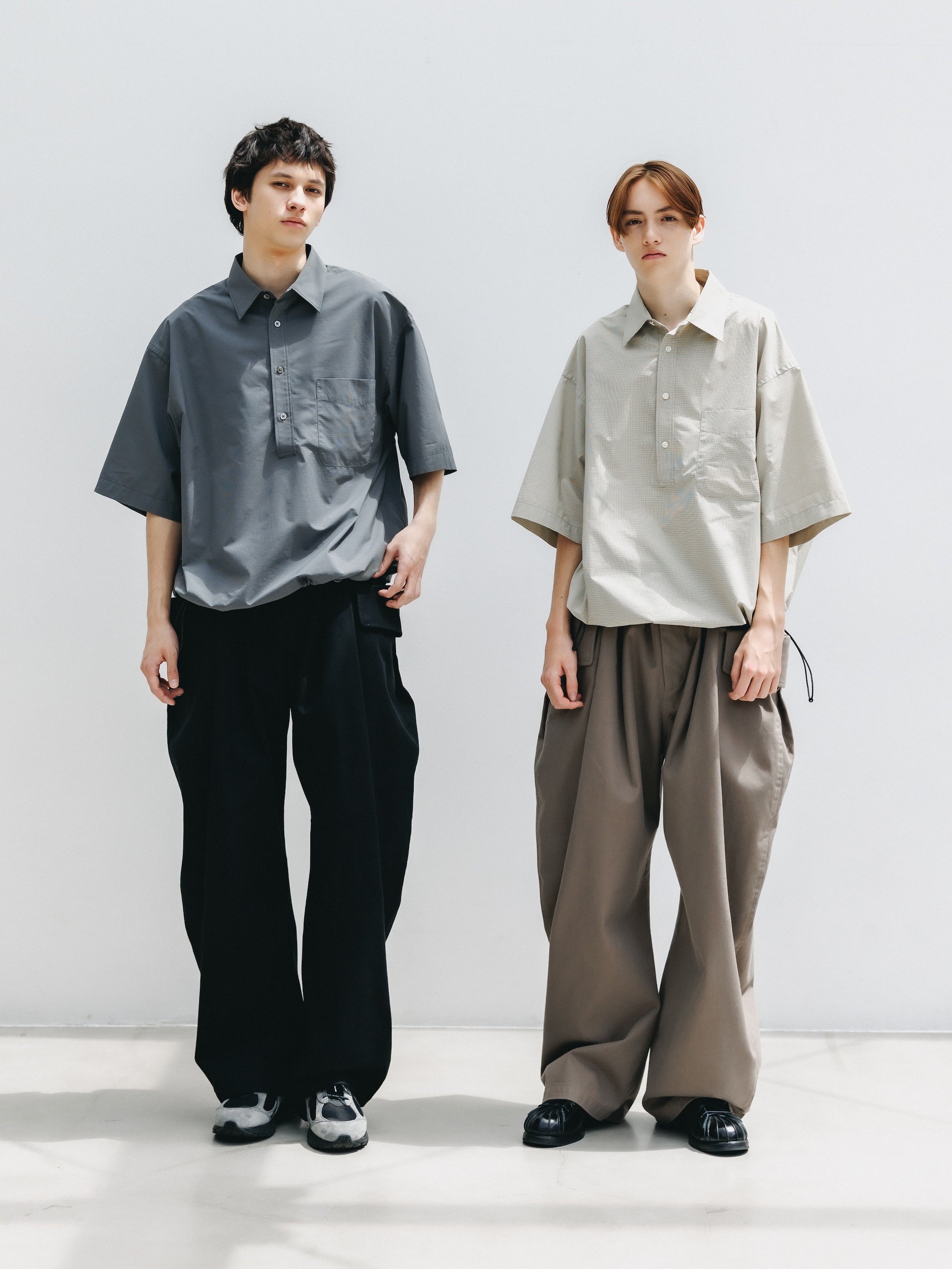 MINI PLAID S/S PULLOVER SHIRT (CHARCOAL)